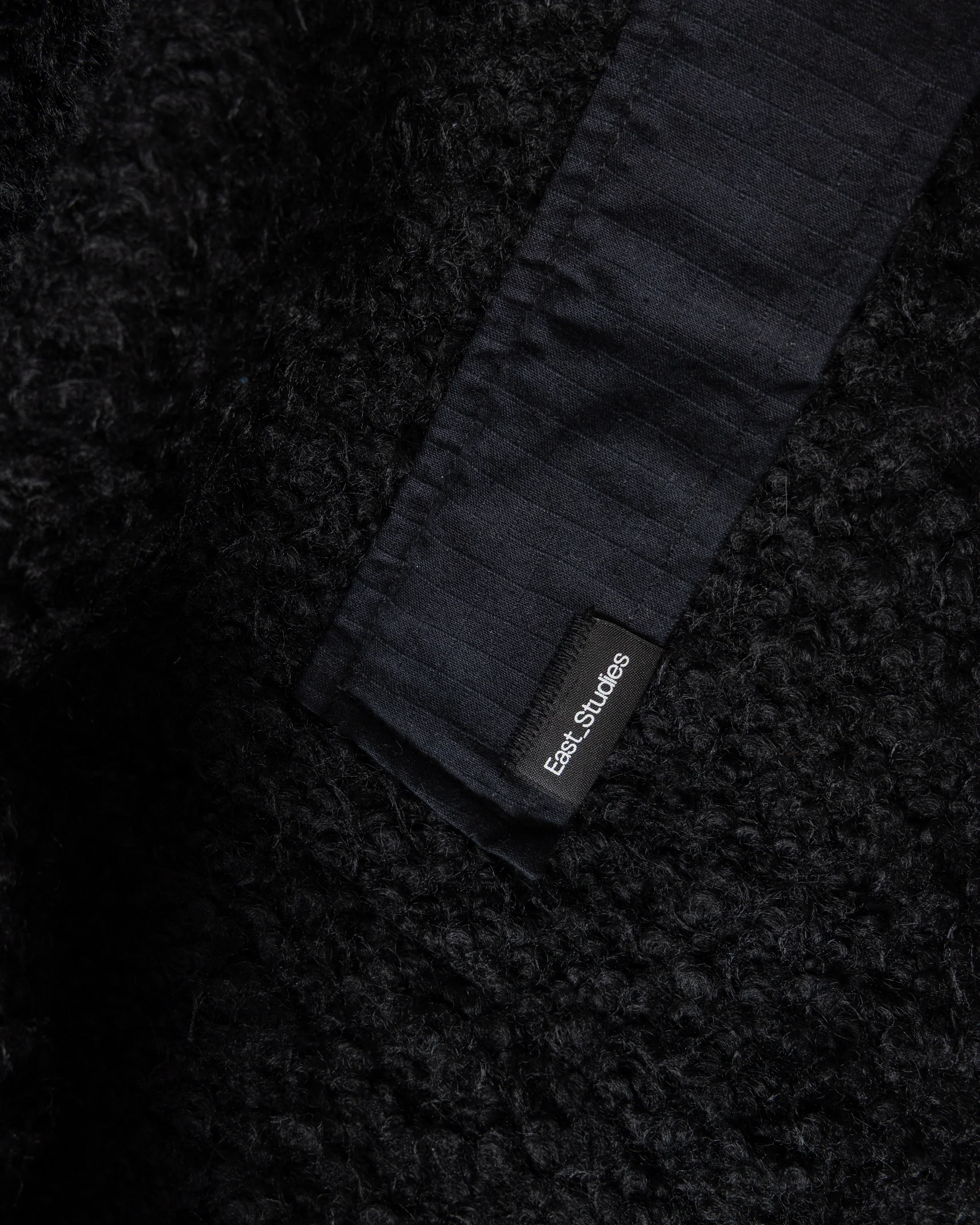 EAST STUDIES MS-110 ESCEP JACKET - ELFIN SADDLE "FOHAIR" BLENDED WOOLEN BOUCLÉ / WASHED BLACK RIPSTOP COTTON - Image 6