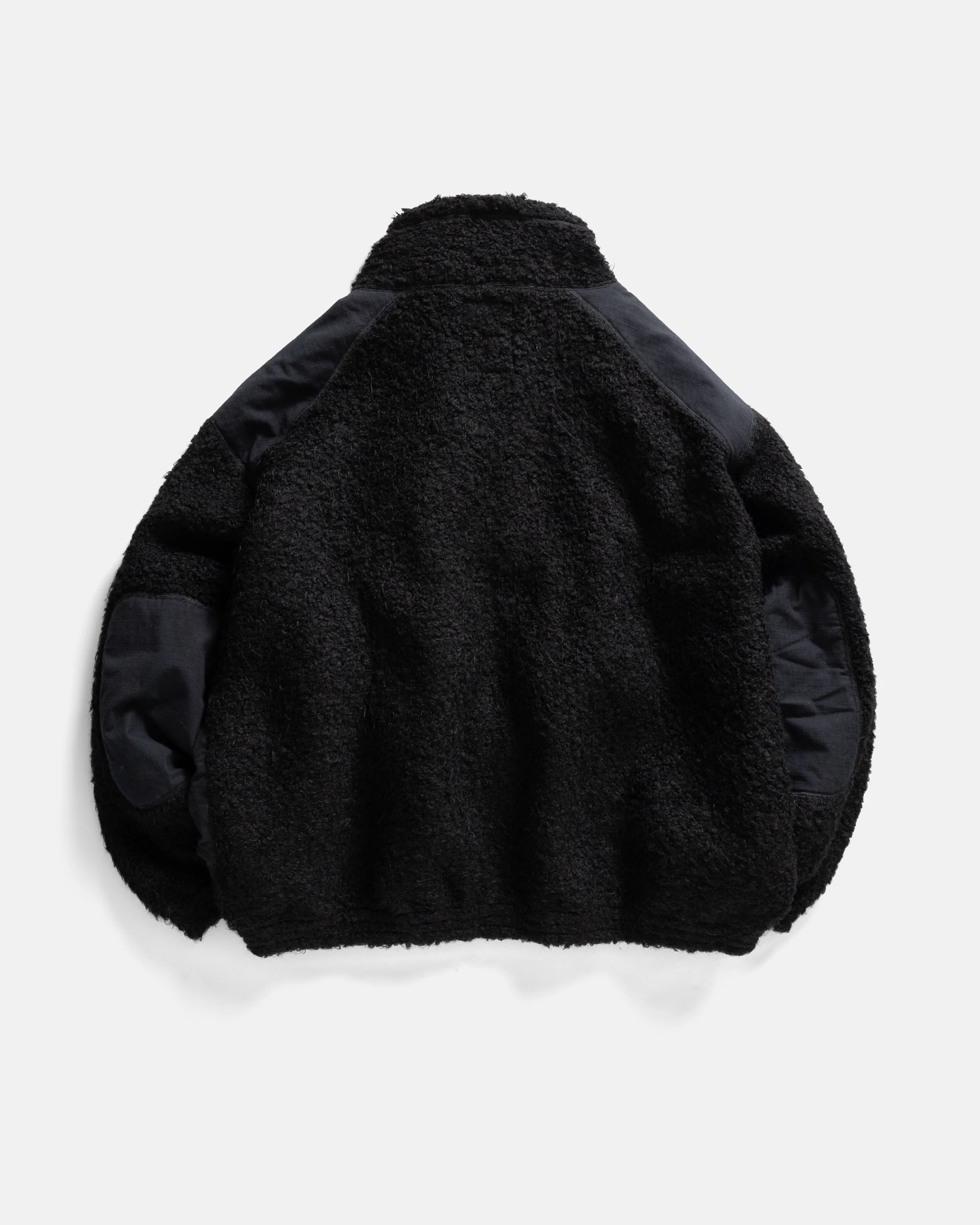 EAST STUDIES MS-110 ESCEP JACKET - ELFIN SADDLE "FOHAIR" BLENDED WOOLEN BOUCLÉ / WASHED BLACK RIPSTOP COTTON - Image 9