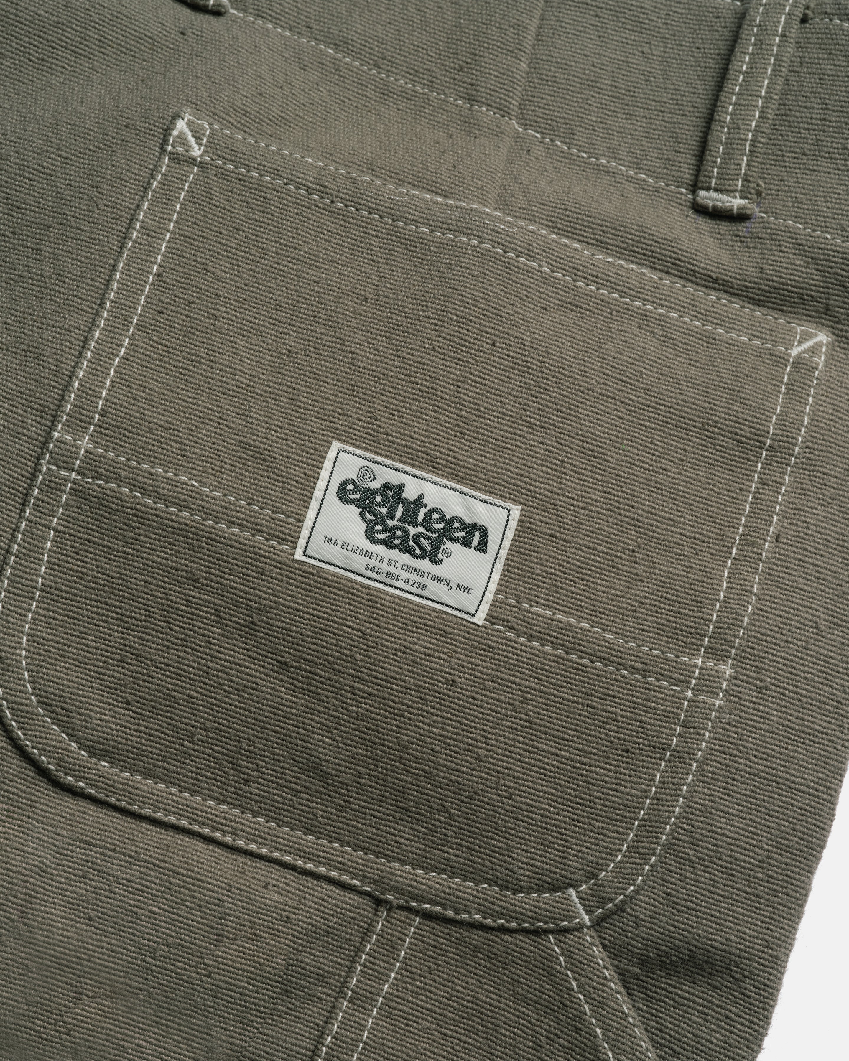 ELI HAND-EMBROIDERED DOUBLE KNEE WORK PANT - AGED SAGE HANDSPUN COTTON CANVAS - Image 9