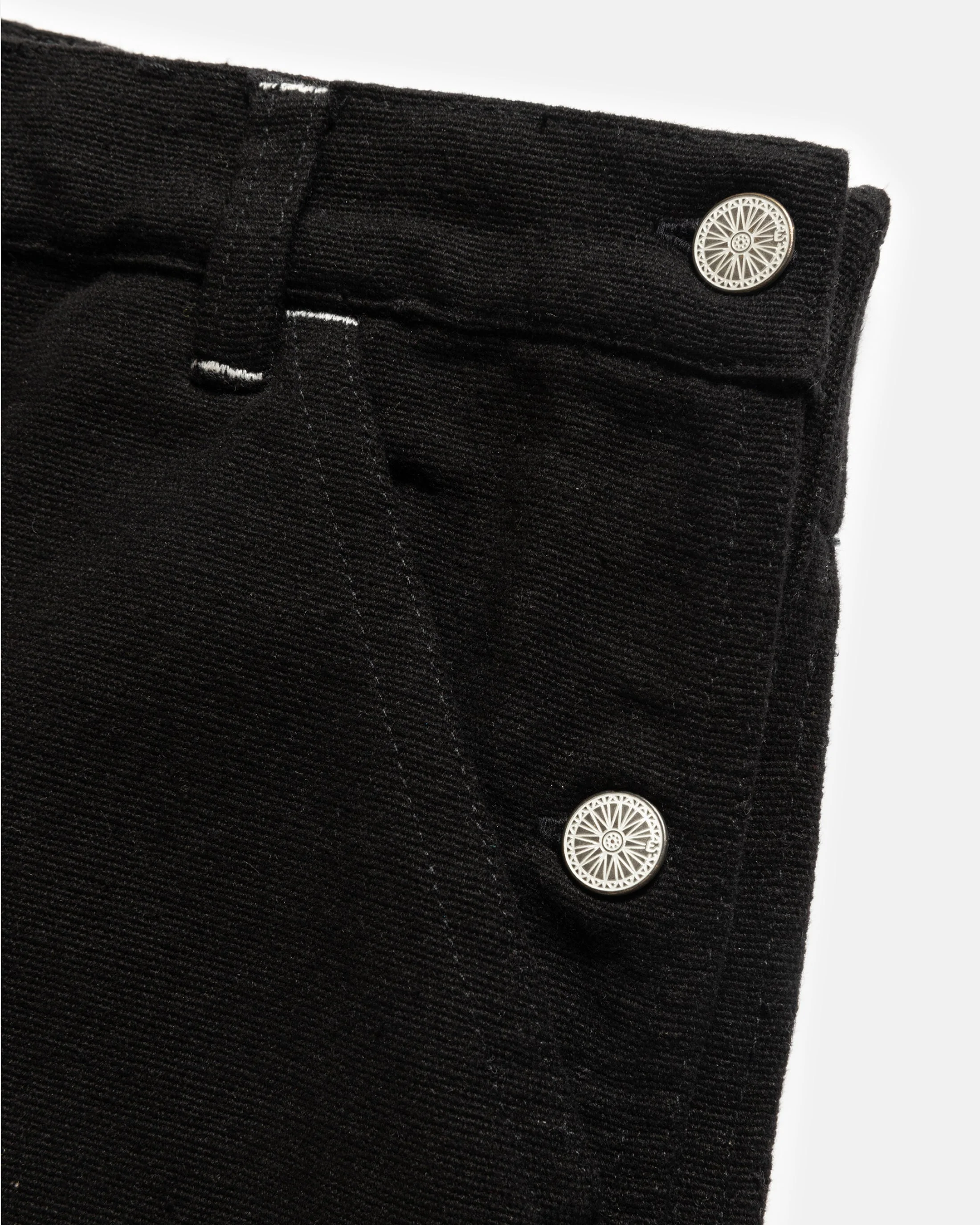 ELI HAND-EMBROIDERED DOUBLE KNEE WORK PANT - BLACK HANDSPUN COTTON CANVAS - Image 10