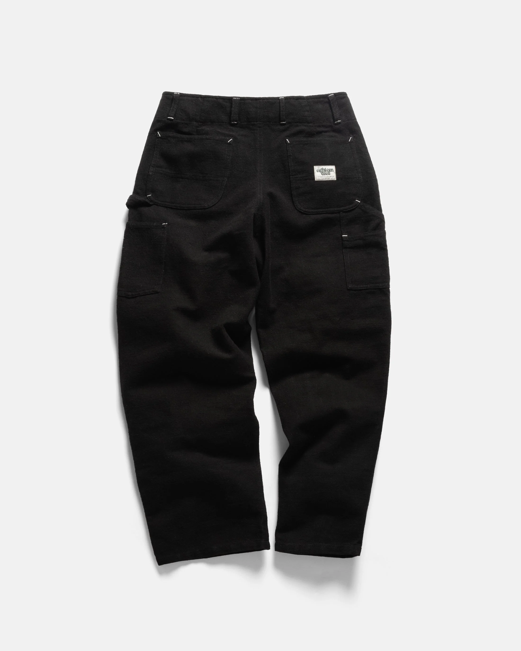 ELI HAND-EMBROIDERED DOUBLE KNEE WORK PANT - BLACK HANDSPUN COTTON CANVAS - Image 5
