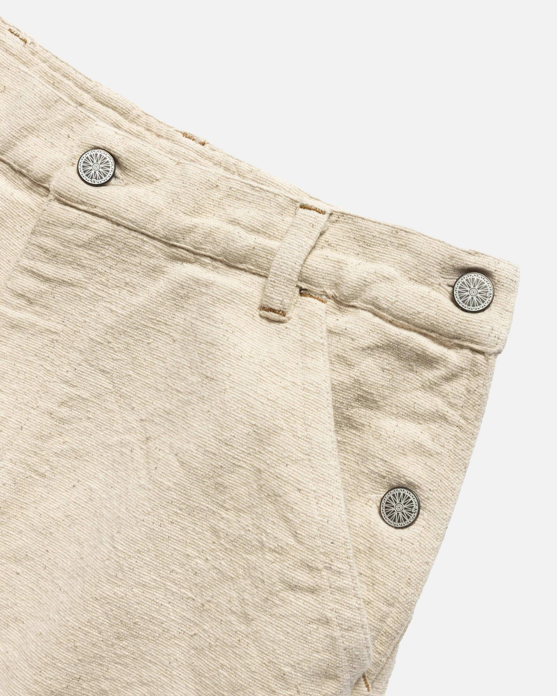 ELI HAND-EMBROIDERED DOUBLE KNEE WORK PANT - UNDYED ECRU HANDSPUN COTTON CANVAS - Image 10