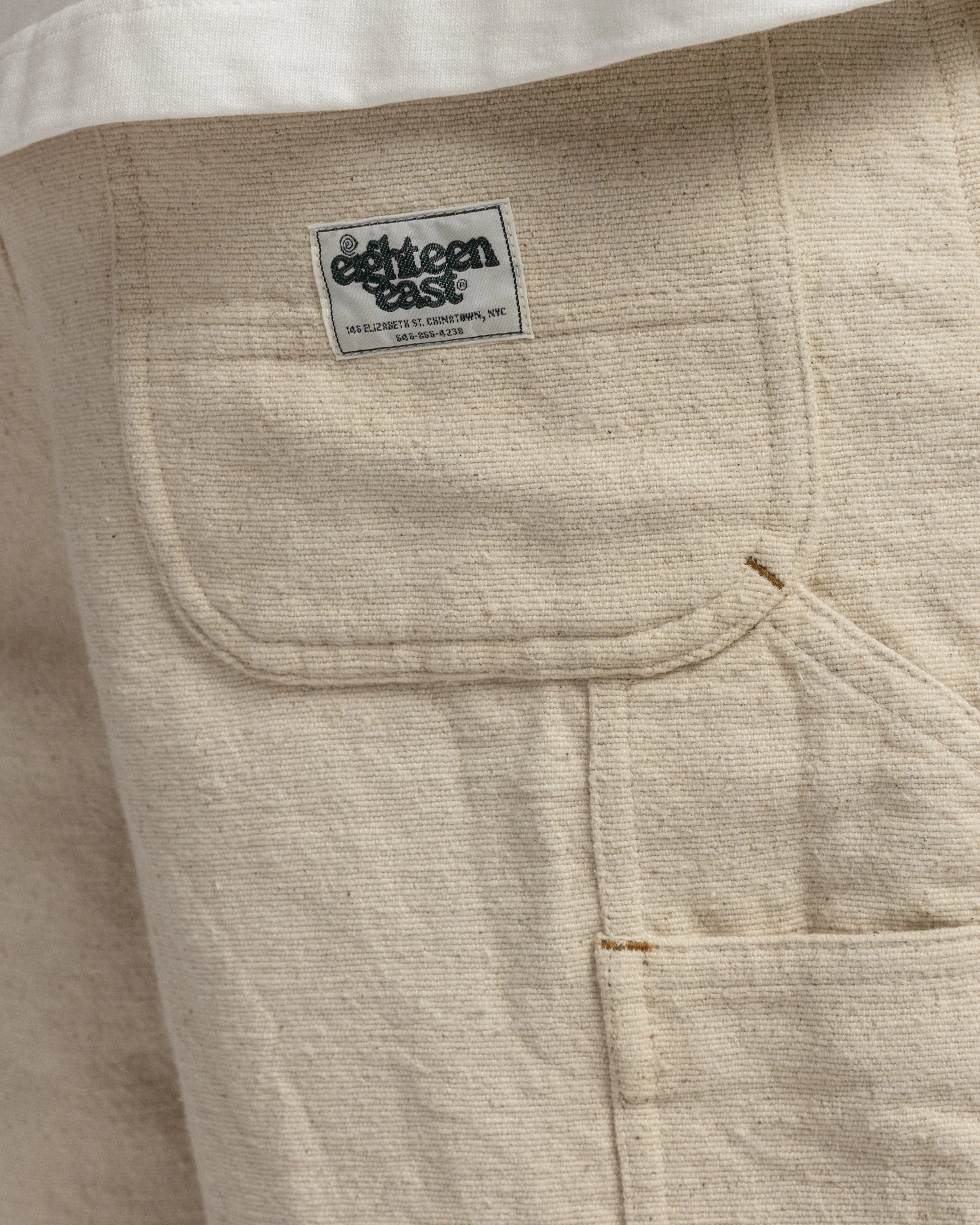 ELI HAND-EMBROIDERED DOUBLE KNEE WORK PANT - UNDYED ECRU HANDSPUN COTTON CANVAS - Image 7