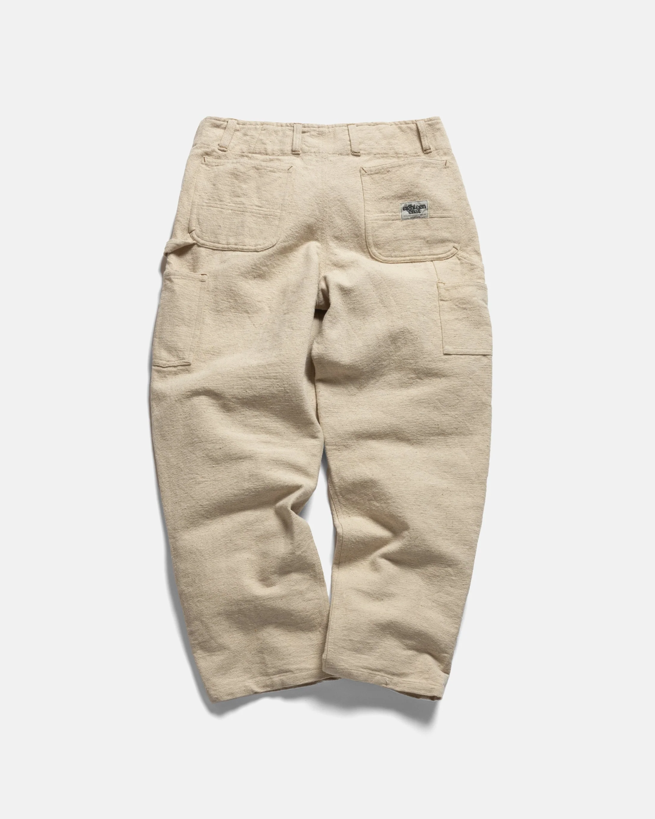 ELI HAND-EMBROIDERED DOUBLE KNEE WORK PANT - UNDYED ECRU HANDSPUN COTTON CANVAS - Image 8