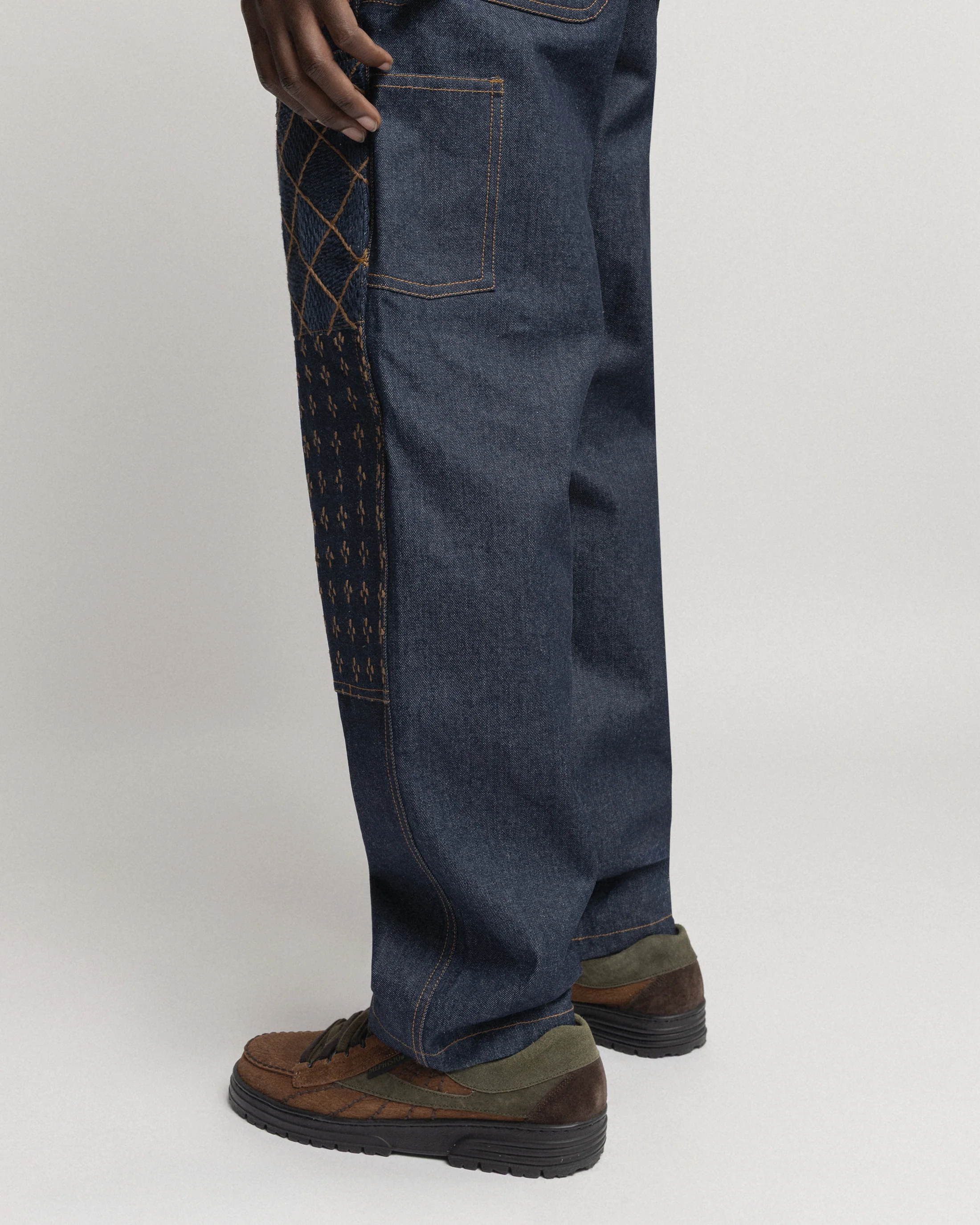 ELI HAND-EMBROIDERED DOUBLE KNEE WORK PANT - 13oz. RAW DENIM - Image 5