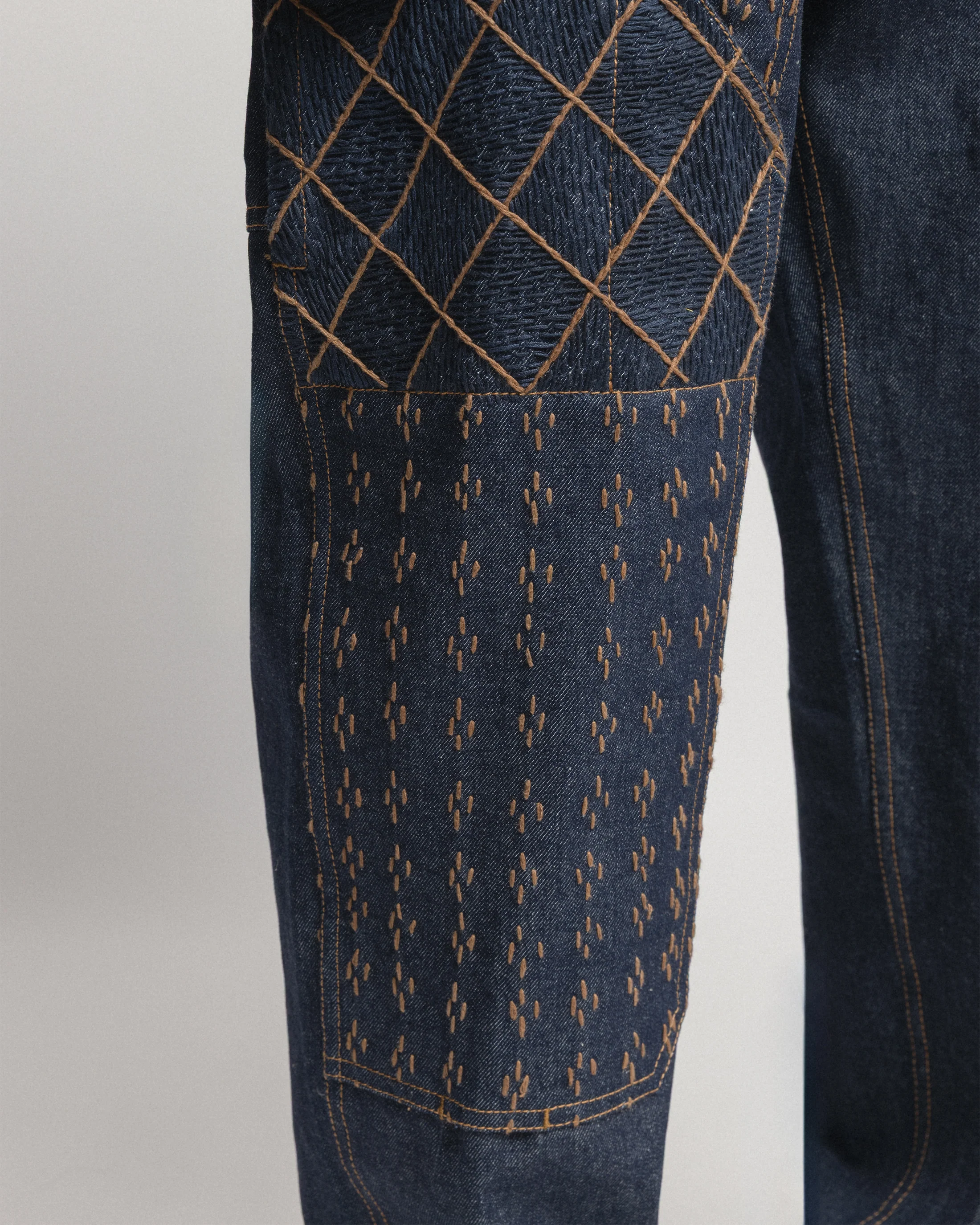 ELI HAND-EMBROIDERED DOUBLE KNEE WORK PANT - 13oz. RAW DENIM - Image 6