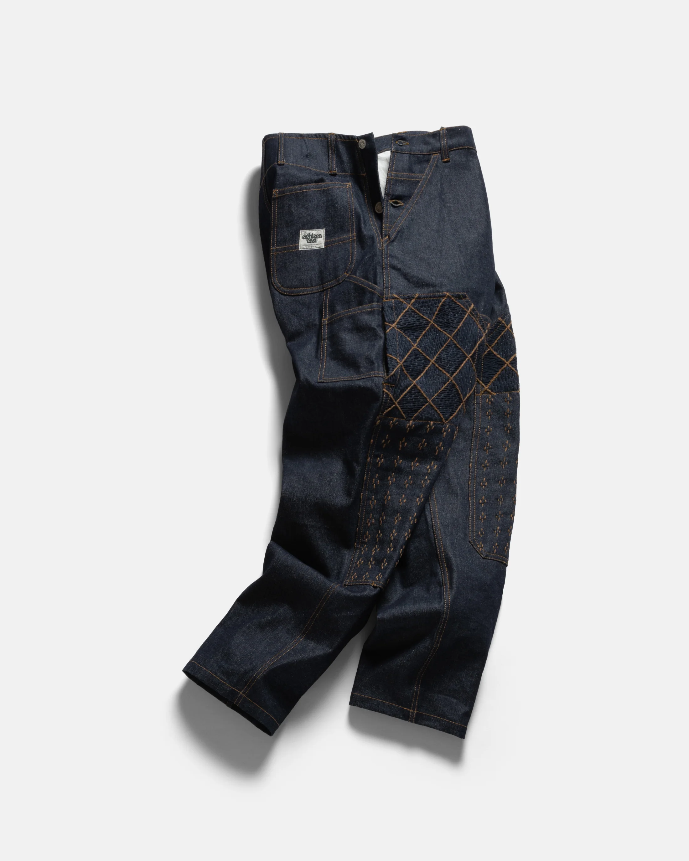 ELI HAND-EMBROIDERED DOUBLE KNEE WORK PANT - 13oz. RAW DENIM - Image 8