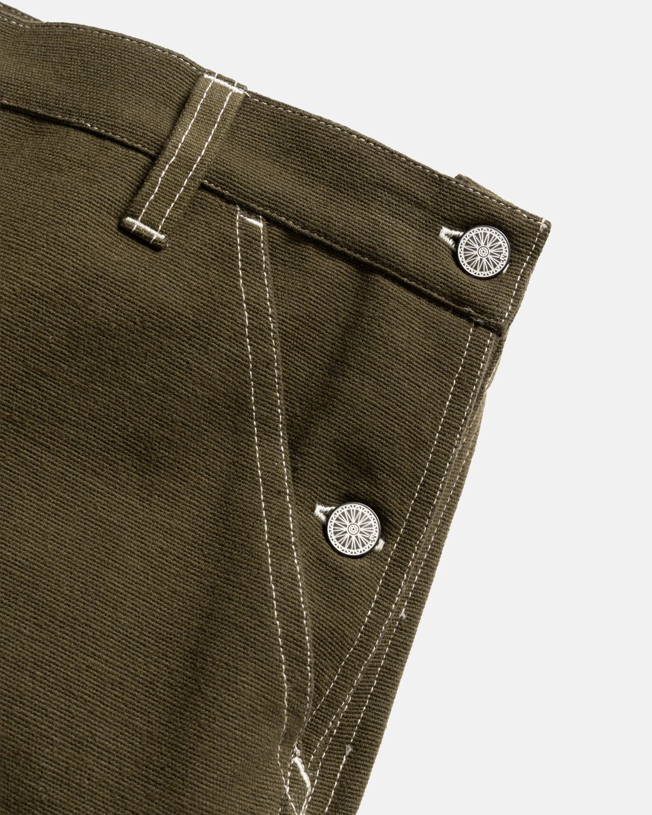 ELI HAND-EMBROIDERED DOUBLE KNEE WORK PANT - IVY GREEN HANDSPUN COTTON CANVAS - Image 3