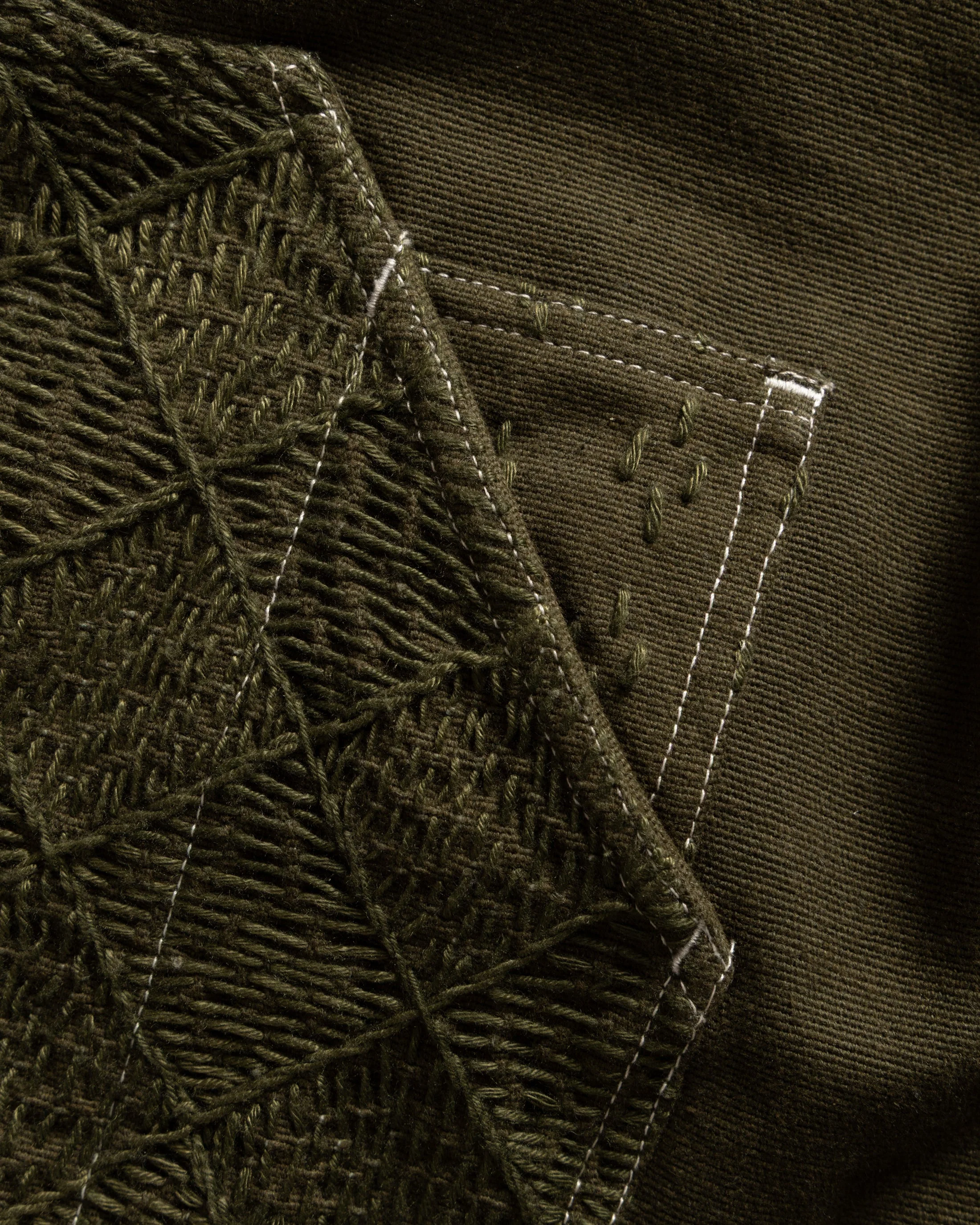 ELI HAND-EMBROIDERED DOUBLE KNEE WORK PANT - IVY GREEN HANDSPUN COTTON CANVAS - Image 5