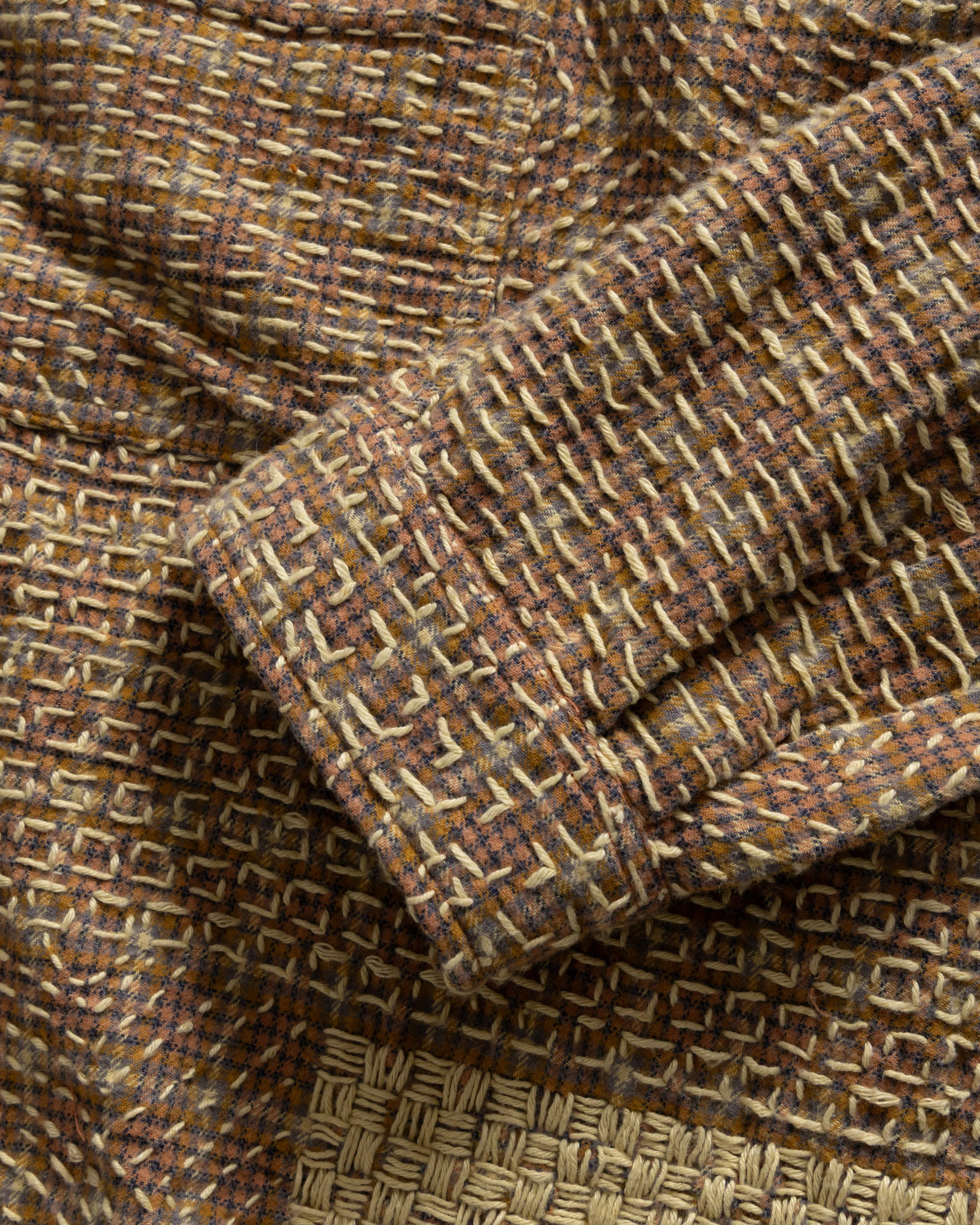 PILCHUCK HAND-EMBROIDERED OVERSHIRT - CLAY / BUTTER /TANGERINE / FOG / ECRU / LAVENDAR COTTON FLANNEL WITH KANTHA STITCHING - Image 4