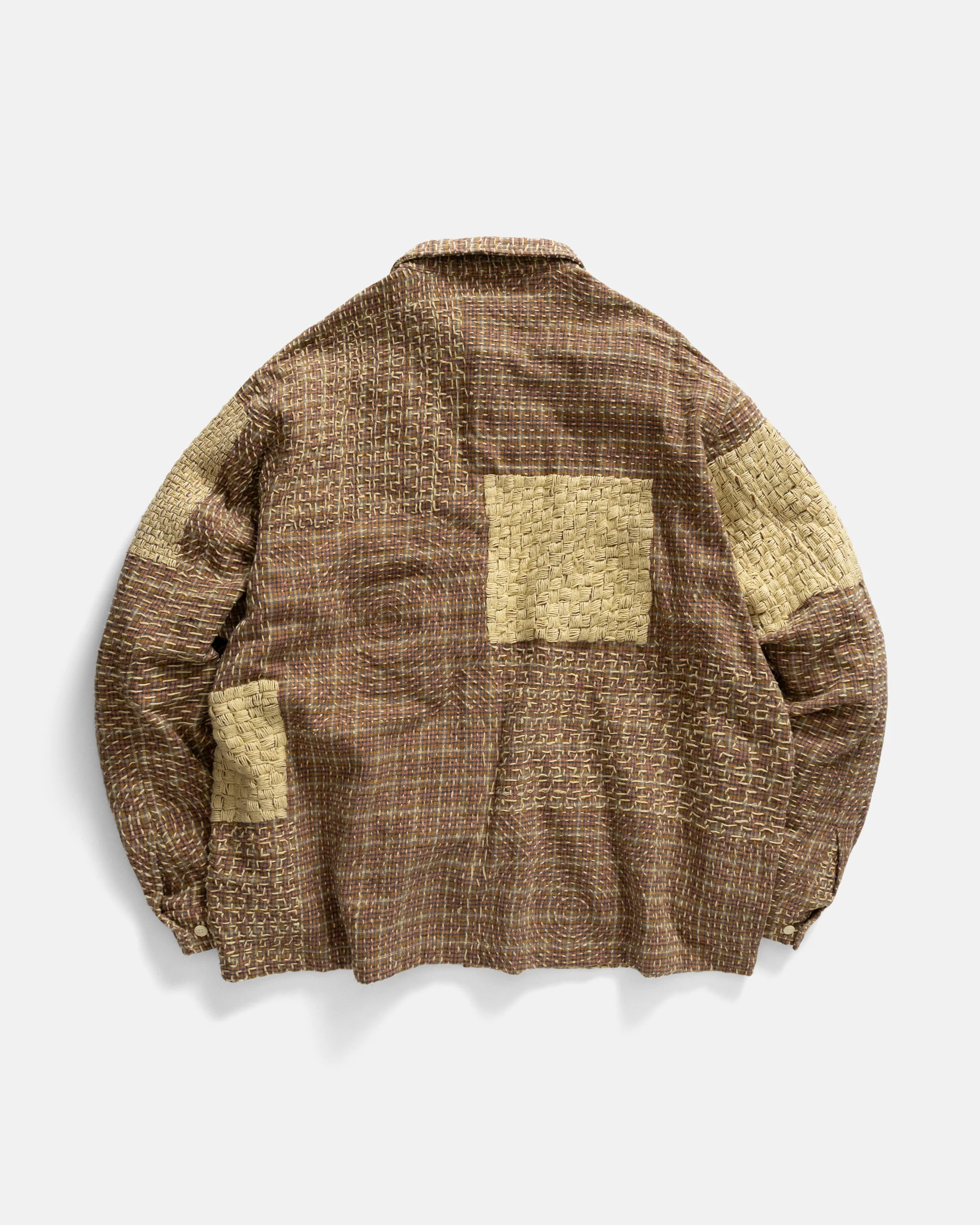 PILCHUCK HAND-EMBROIDERED OVERSHIRT - CLAY / BUTTER /TANGERINE / FOG / ECRU / LAVENDAR COTTON FLANNEL WITH KANTHA STITCHING - Image 6