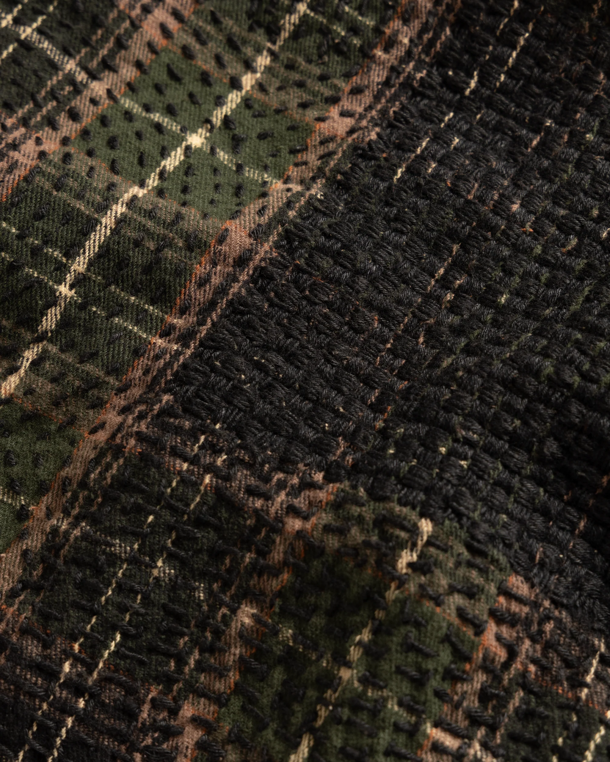 PILCHUCK HAND-EMBROIDERED OVERSHIRT - HUNTER / SHROOM / ECRU / CLAY COTTON FLANNEL WITH KANTHA STITCHING - Image 6