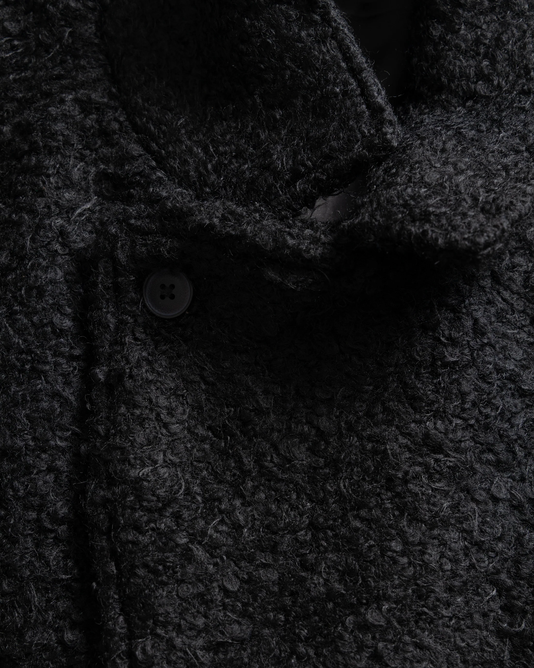 FABRY PANELED TOPCOAT - BLACK "FOHAIR" BLENDED WOOLEN BOUCLÉ - Image 3