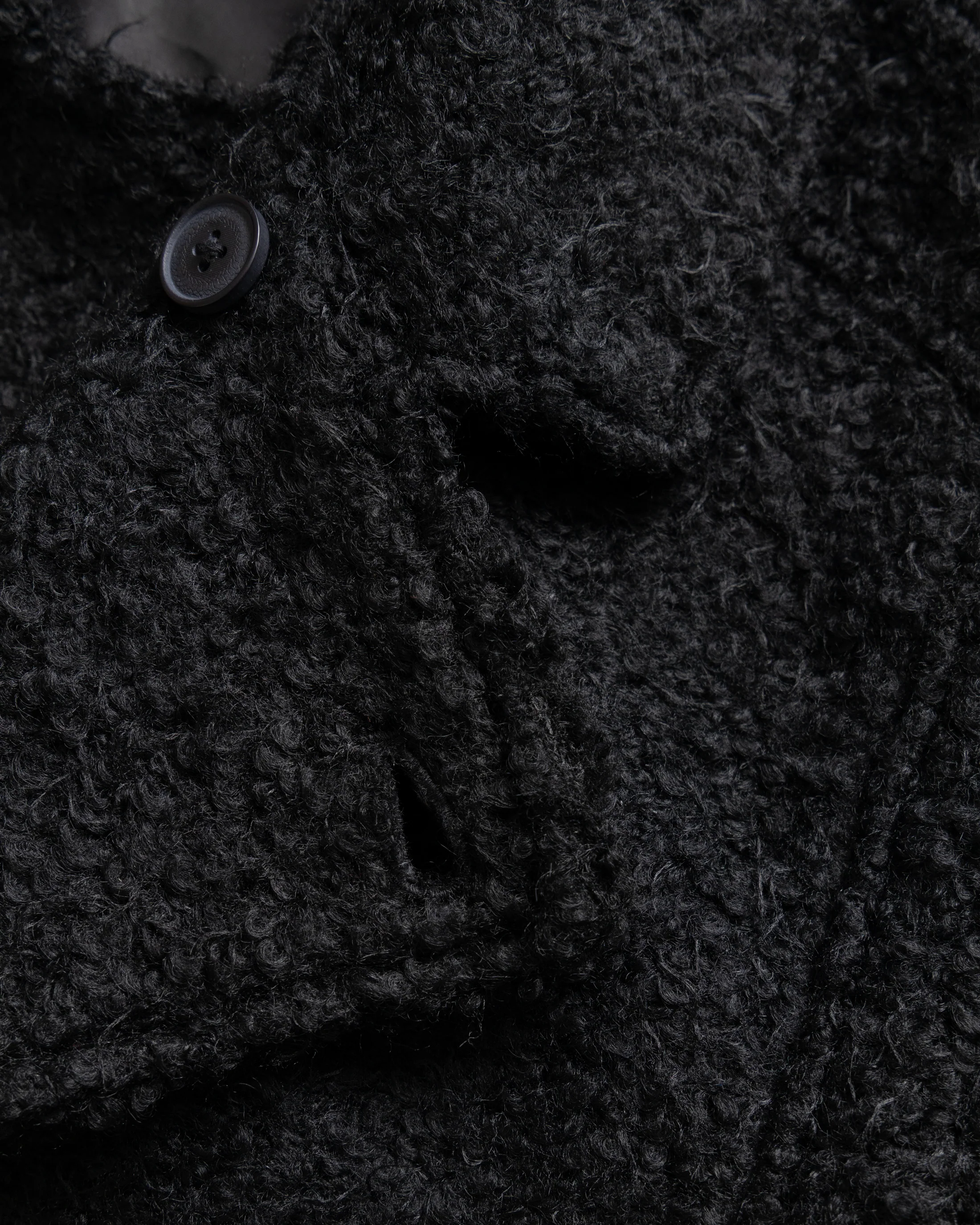 FABRY PANELED TOPCOAT - BLACK "FOHAIR" BLENDED WOOLEN BOUCLÉ - Image 4