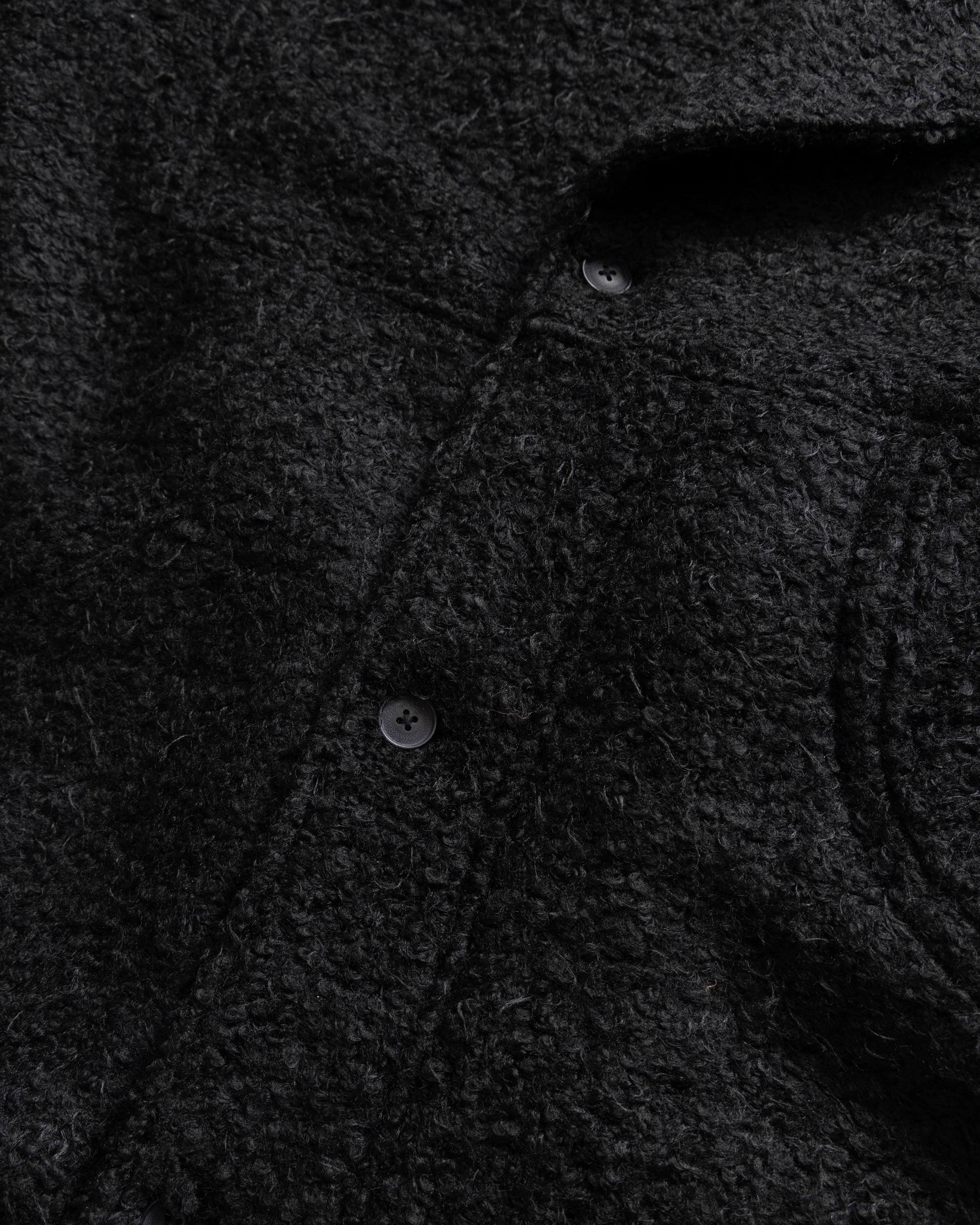 FABRY PANELED TOPCOAT - BLACK "FOHAIR" BLENDED WOOLEN BOUCLÉ - Image 5