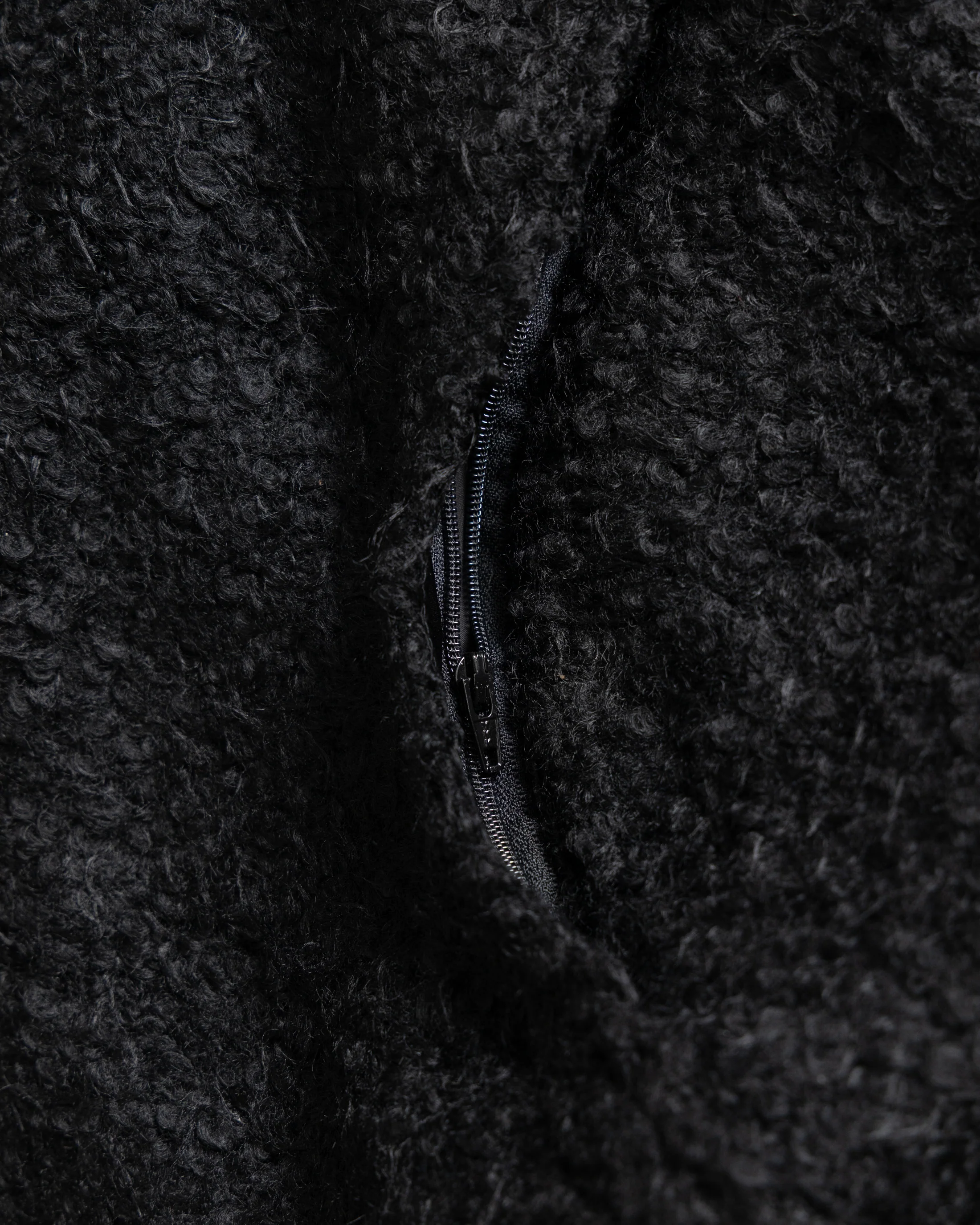 FABRY PANELED TOPCOAT - BLACK "FOHAIR" BLENDED WOOLEN BOUCLÉ - Image 6