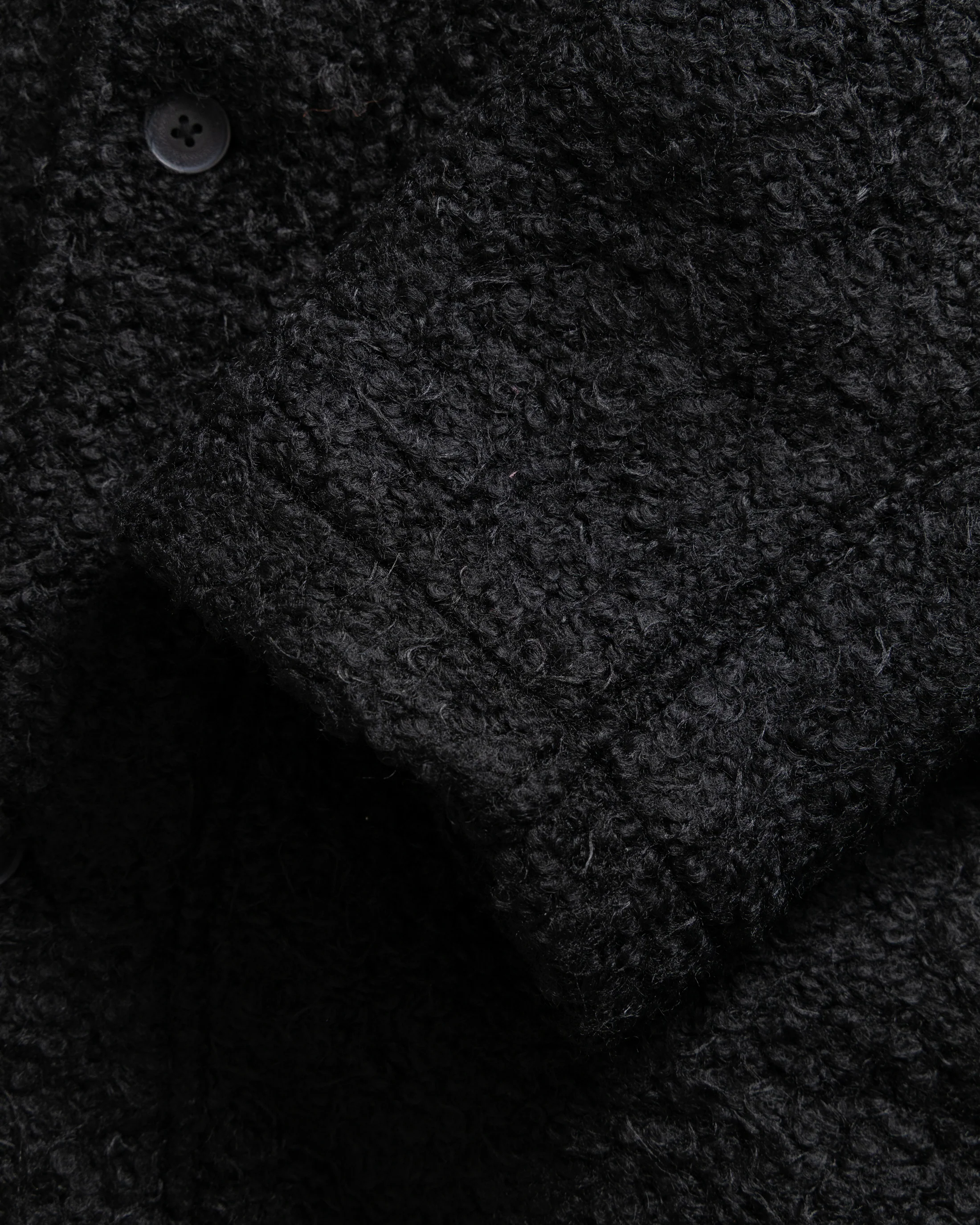 FABRY PANELED TOPCOAT - BLACK "FOHAIR" BLENDED WOOLEN BOUCLÉ - Image 7