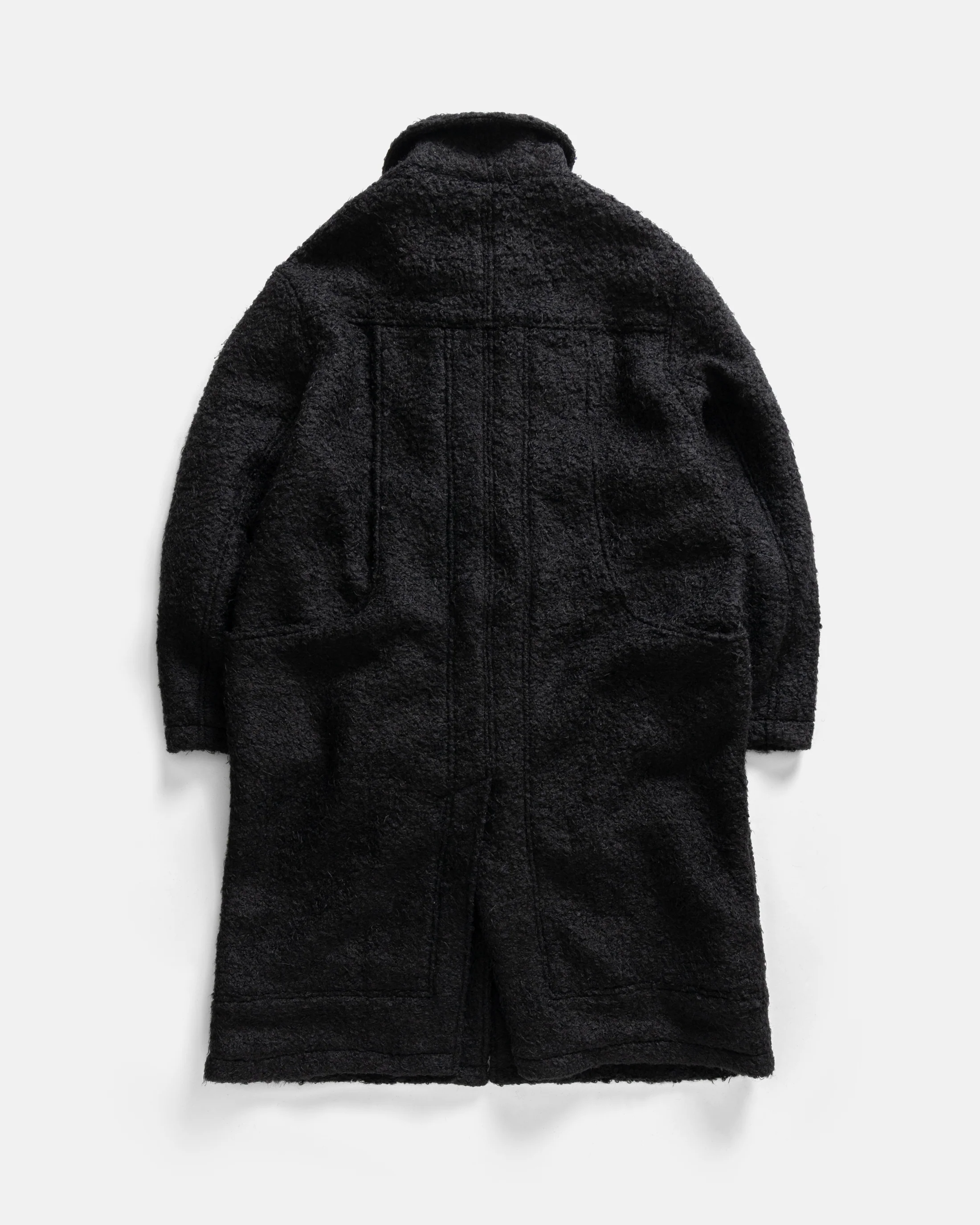 FABRY PANELED TOPCOAT - BLACK "FOHAIR" BLENDED WOOLEN BOUCLÉ - Image 9