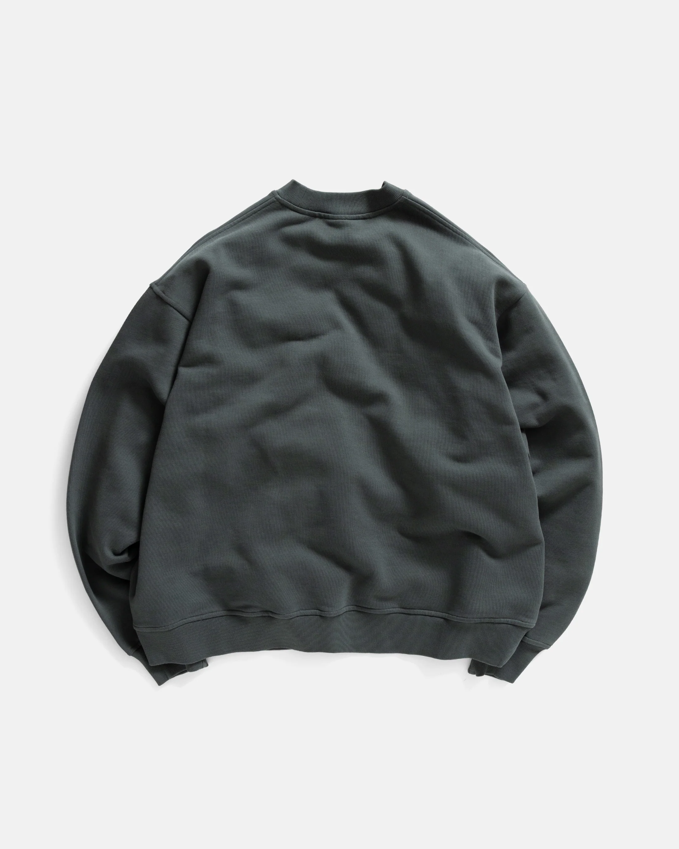 18 EAST x TRUSTEVER FERMI HAND-EMBROIDERED CREWNECK SWEATSHIRT - DEEP FOLIAGE / TRAVERTINE 19oz. ALL COTTON LOOPBACK TERRY FLEECE - Image 6
