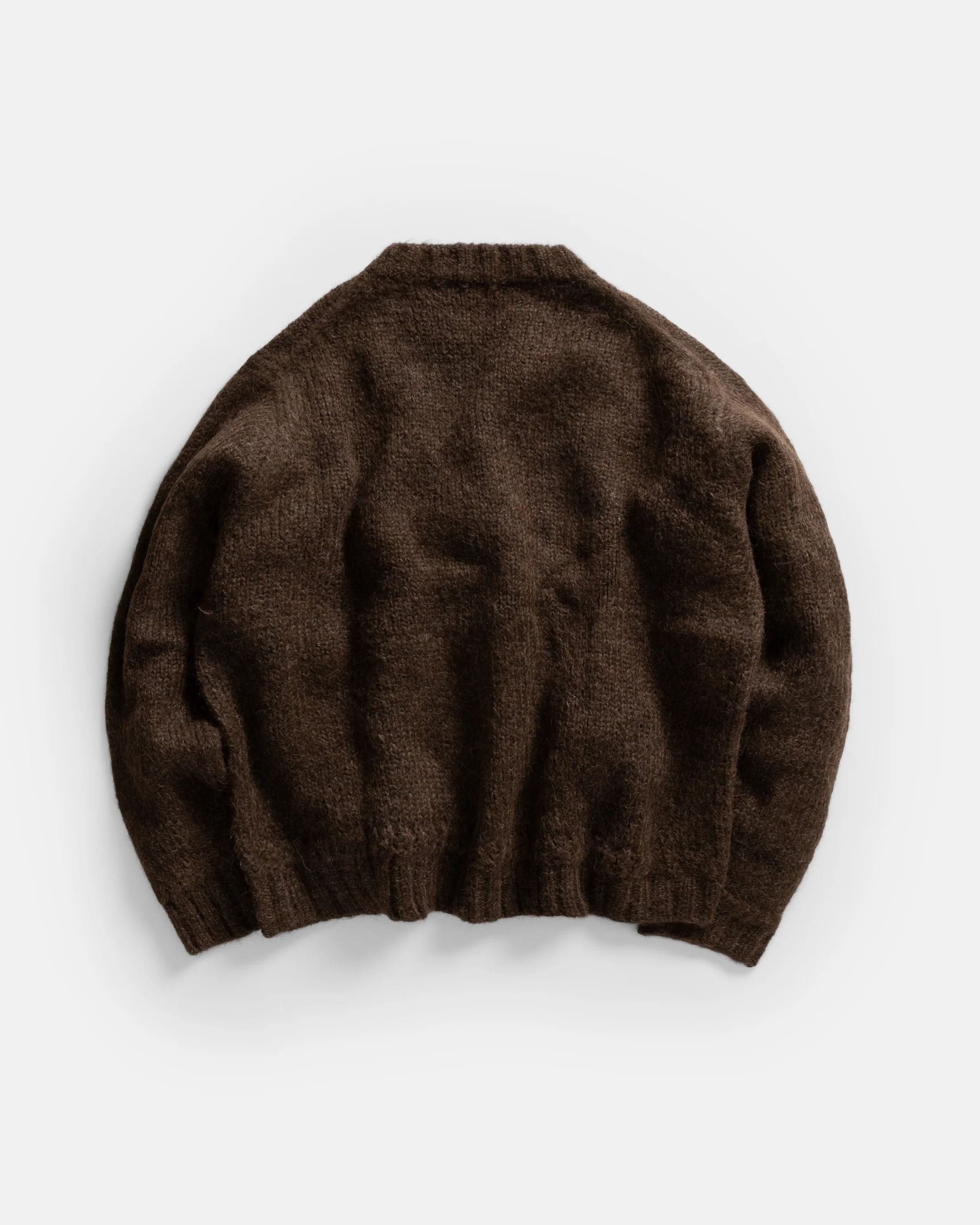 FIGLI CREWNECK SWEATER - CIOCCOLATO BROWN MELANGE HANDLOOM BRUSHED BABY ALPACA - Image 5
