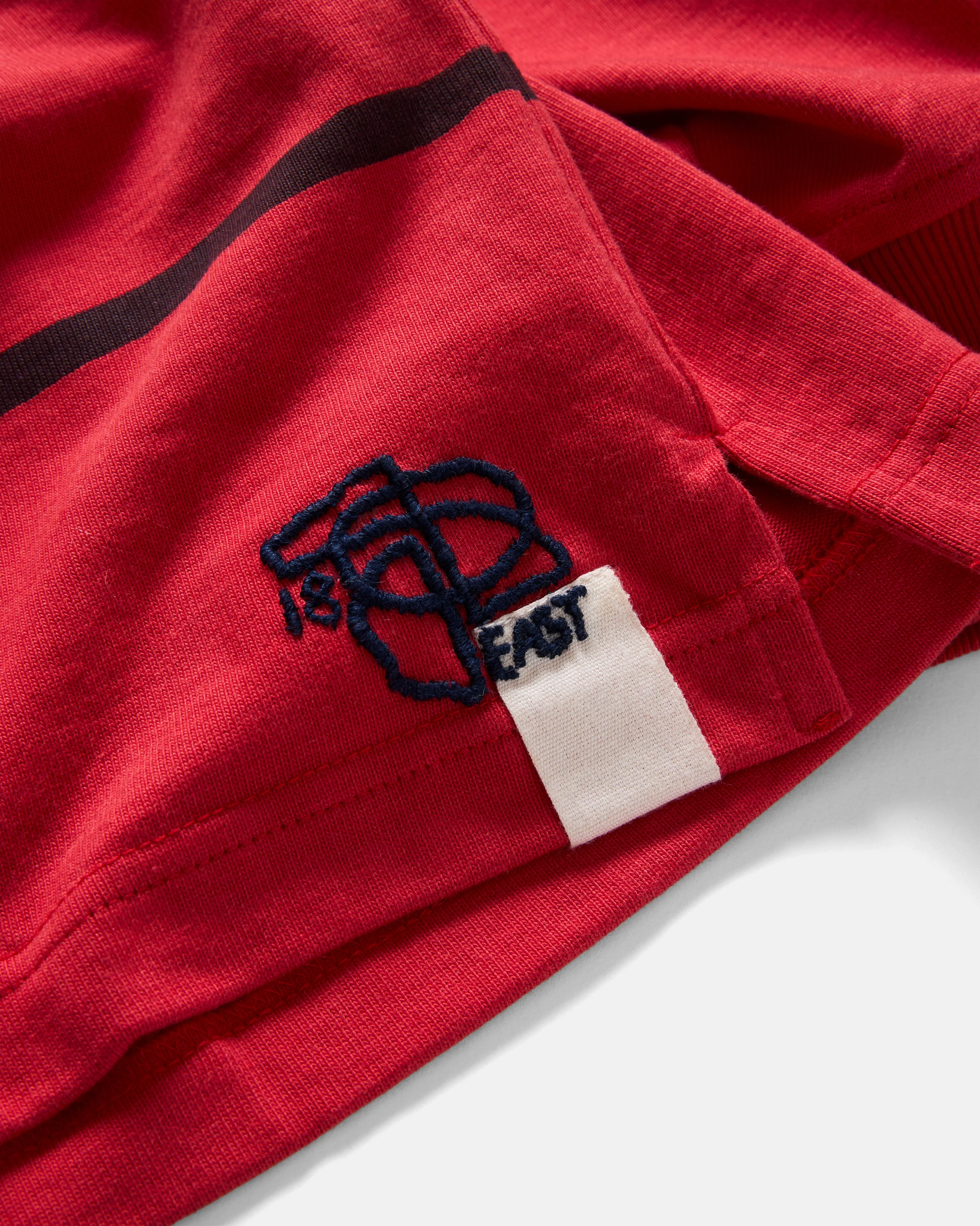 FISKE L/S RUGBY - DAN & WHIT'S RED / MIDNIGHT NAVY / WHITE BLOCK-PRINTED HEAVYWEIGHT COTTON JERSEY - Image 2