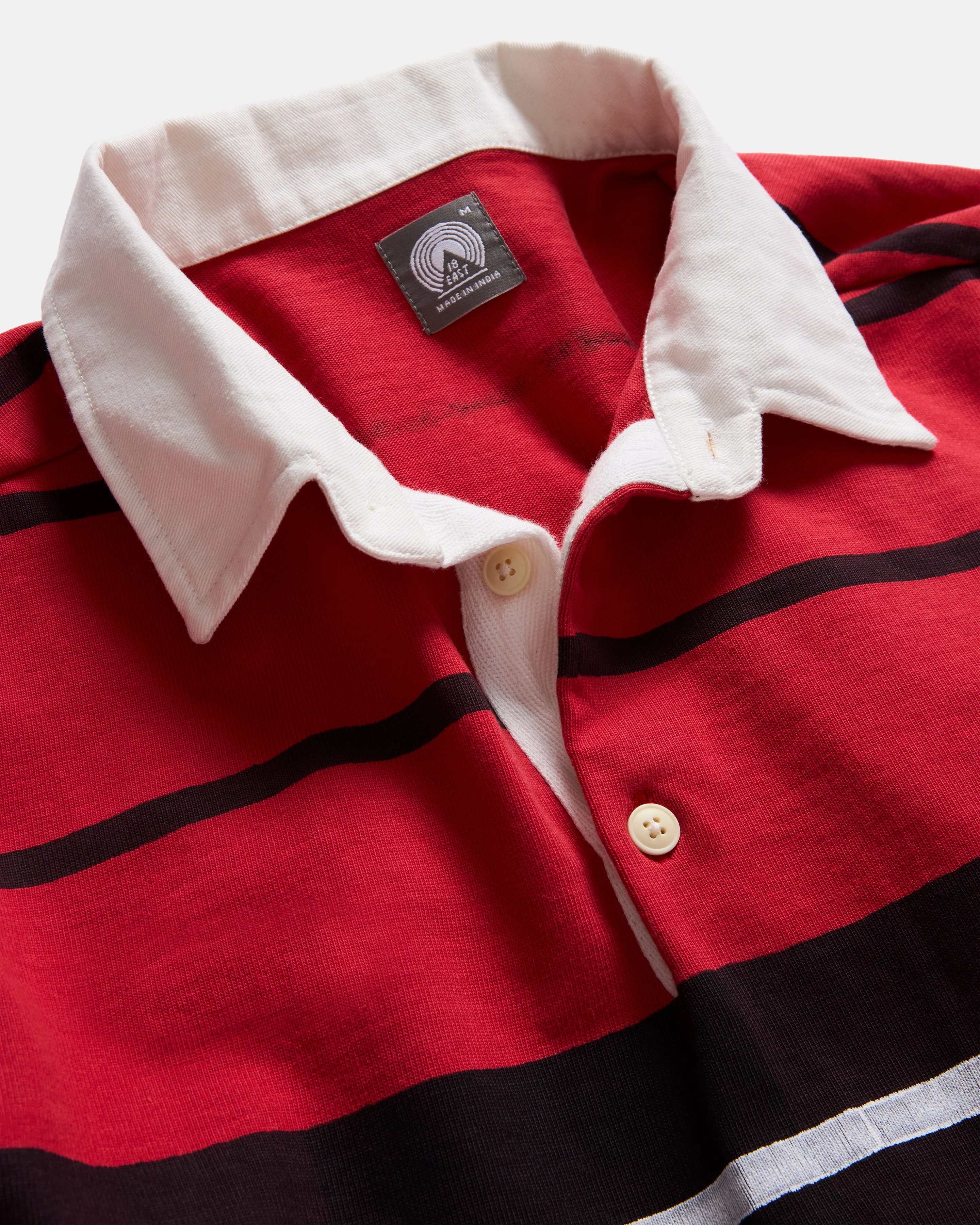 FISKE L/S RUGBY - DAN & WHIT'S RED / MIDNIGHT NAVY / WHITE BLOCK-PRINTED HEAVYWEIGHT COTTON JERSEY - Image 3