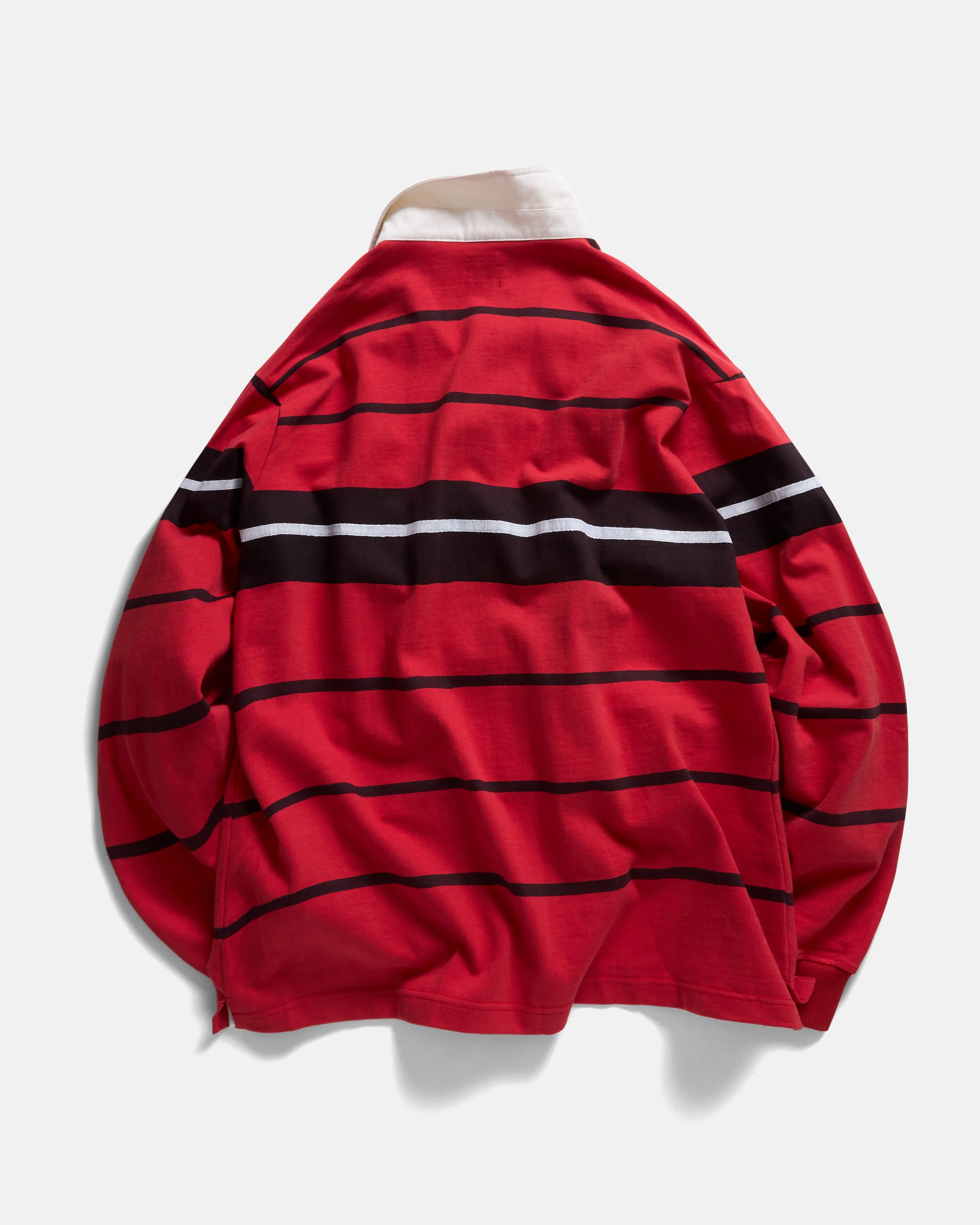 FISKE L/S RUGBY - DAN & WHIT'S RED / MIDNIGHT NAVY / WHITE BLOCK-PRINTED HEAVYWEIGHT COTTON JERSEY - Image 5