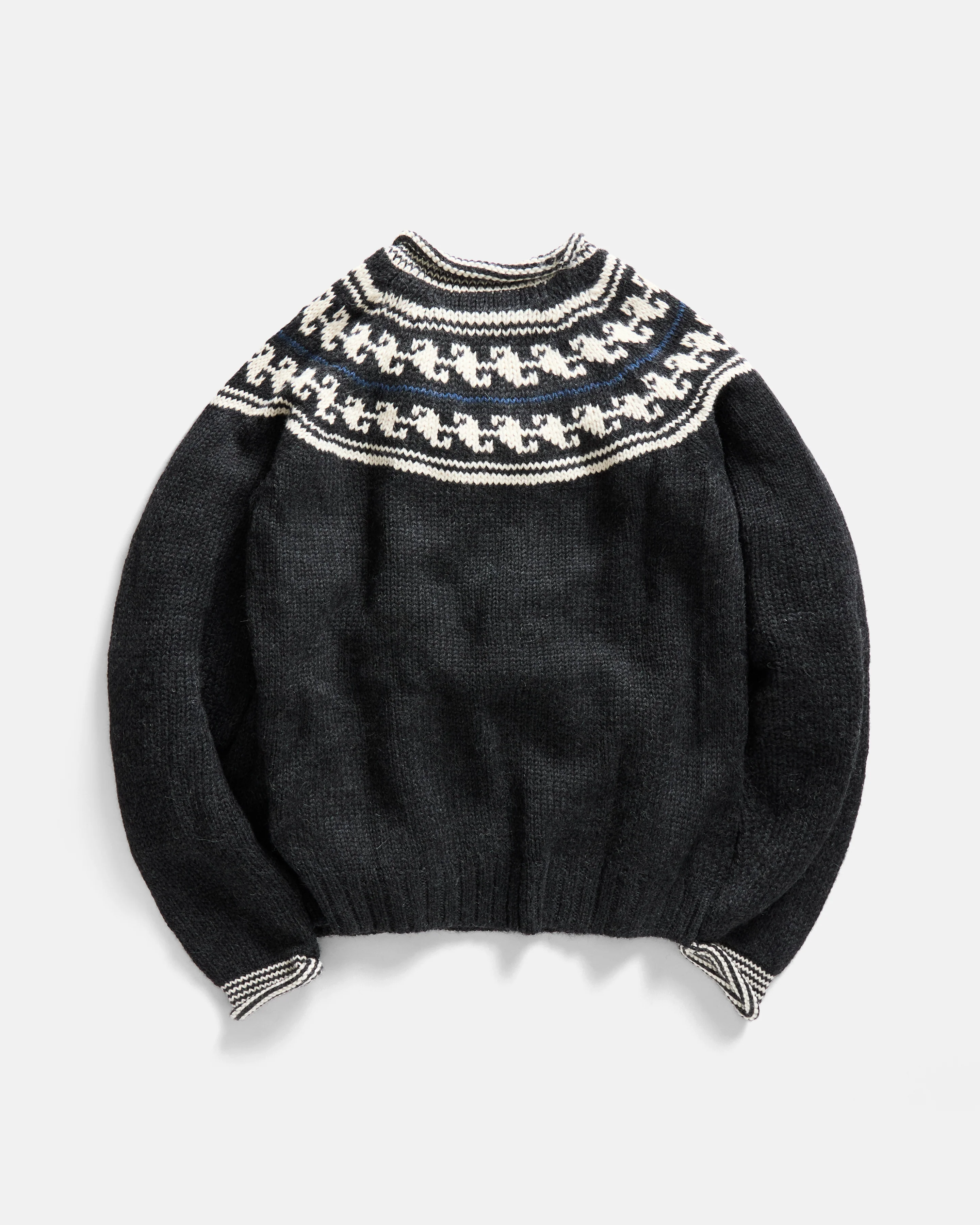 FRANKO FAIRISLE ROLLNECK SWEATER - SLATE GRAY / ECRU / INDIGO HANDLOOM BABY ALPACA - Image 6