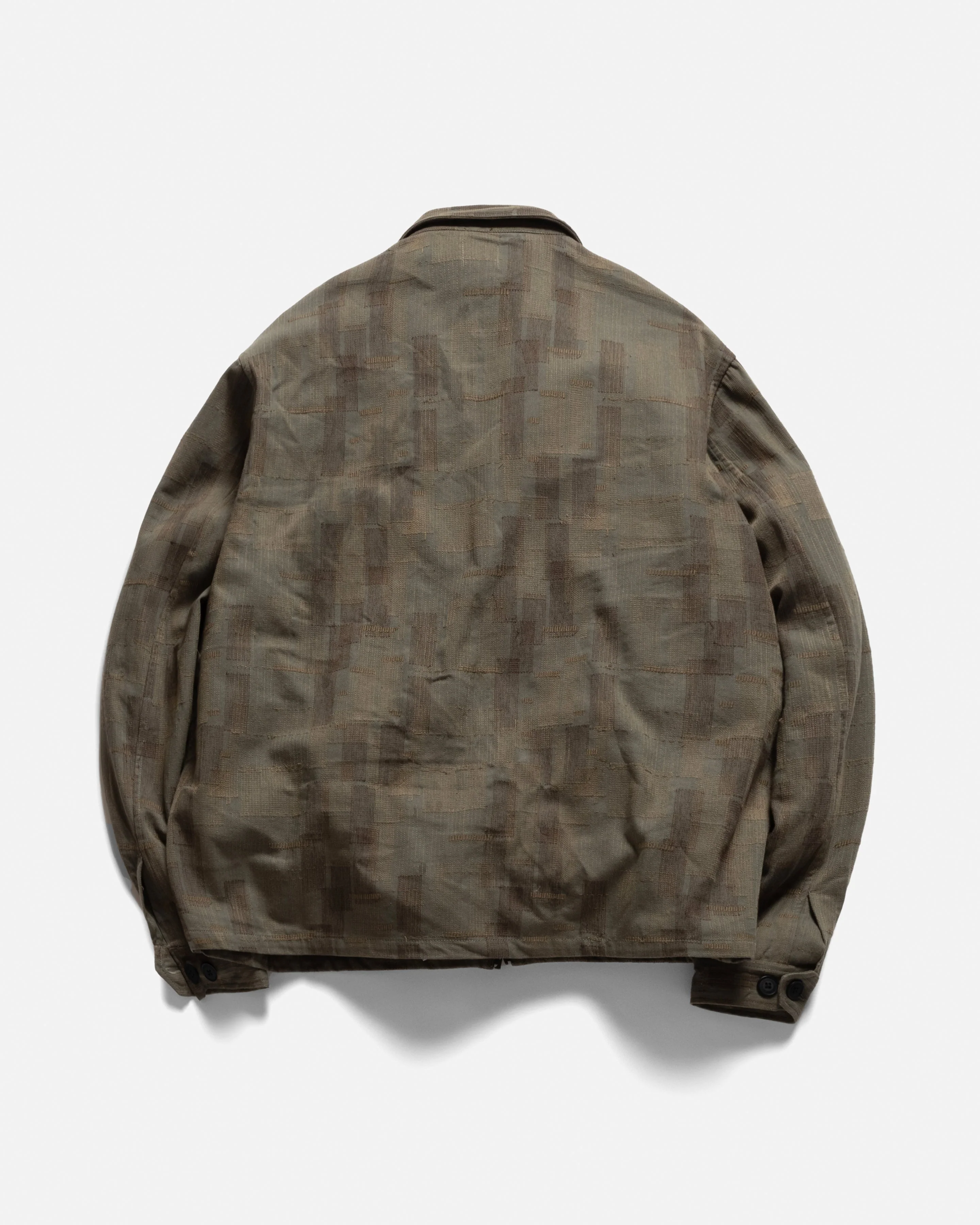 FULL ZIP CALEB SHIRT - MULLED BASIL / COVERT GREEN / BLACK SCATTER EMBROIDERED HBT MIL-SPEC COTTON - Image 9
