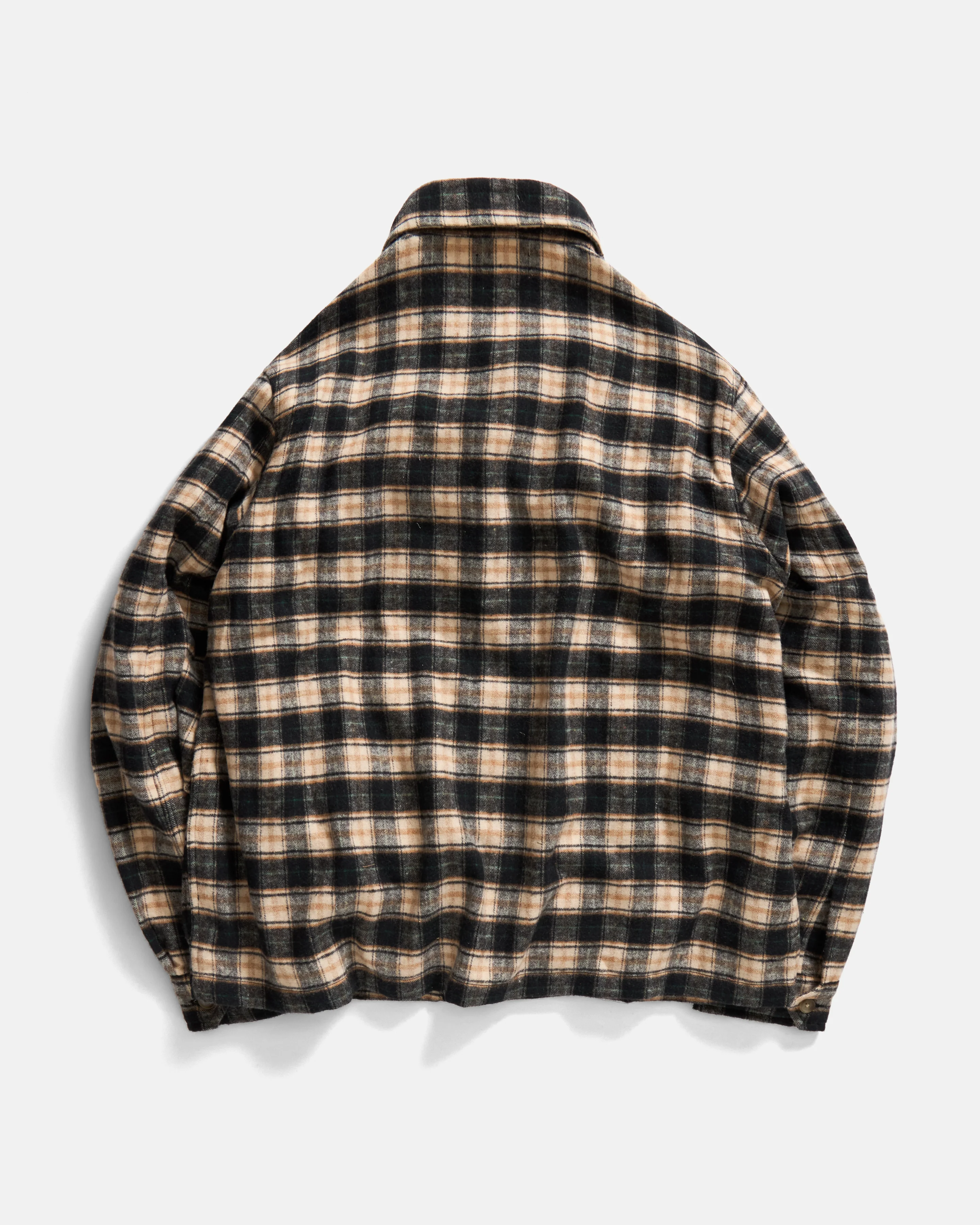 GALE BOX SHIRT - BLACK / ECRU / BRITISH KHAKI / GRASS BRUSHED COTTON FLANNEL - Image 6