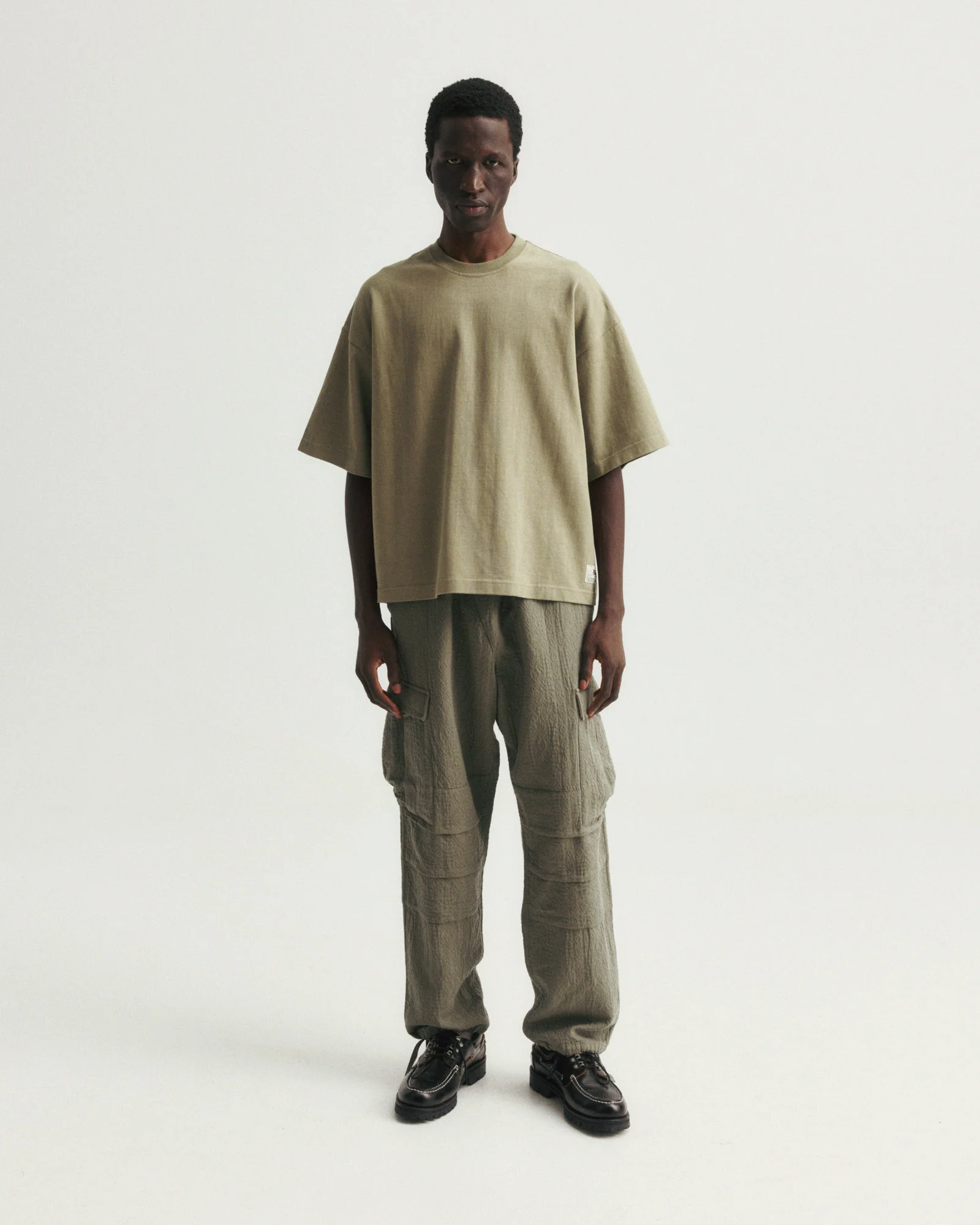 GORECKI CARGO PANT - ANCIENT OLIVE DOUBLE WEAVE JACQUARD COTTON - Image 4