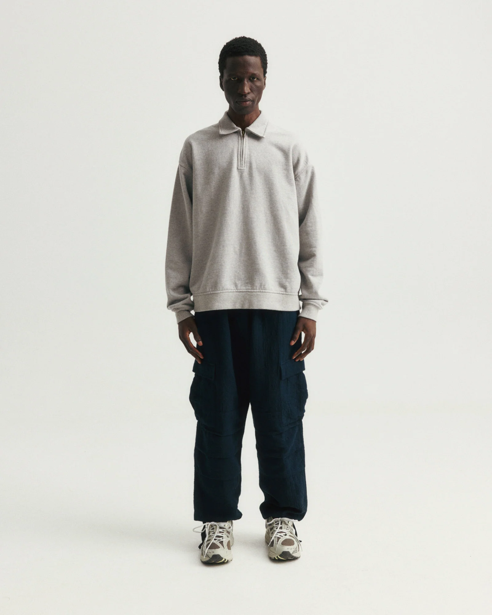 GORECKI CARGO PANT - NAVY DOUBLE WEAVE JACQUARD COTTON - Image 4