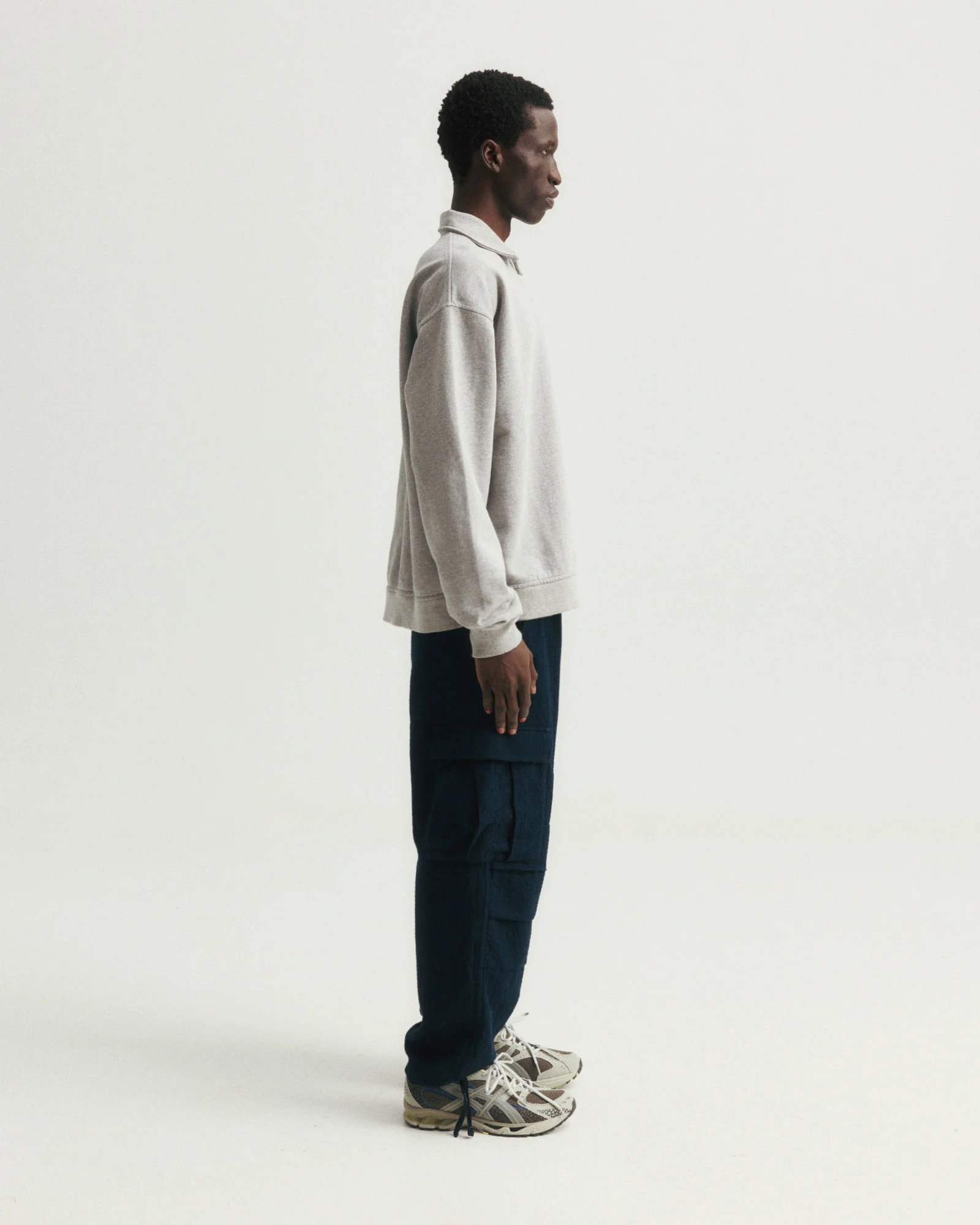 GORECKI CARGO PANT - NAVY DOUBLE WEAVE JACQUARD COTTON - Image 8
