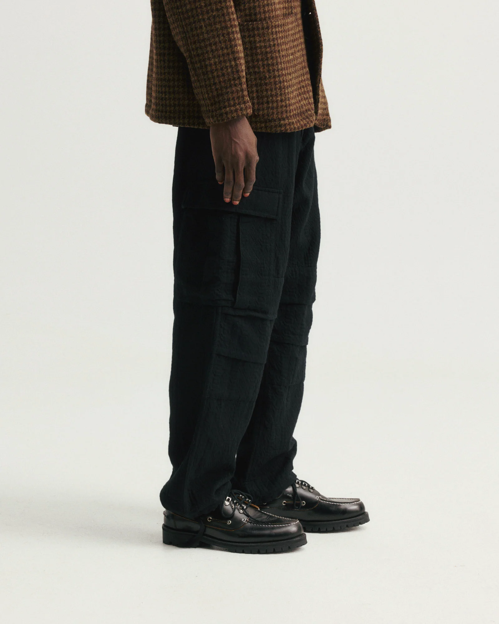 GORECKI CARGO PANT - BLACK DOUBLE WEAVE JACQUARD COTTON - Image 6