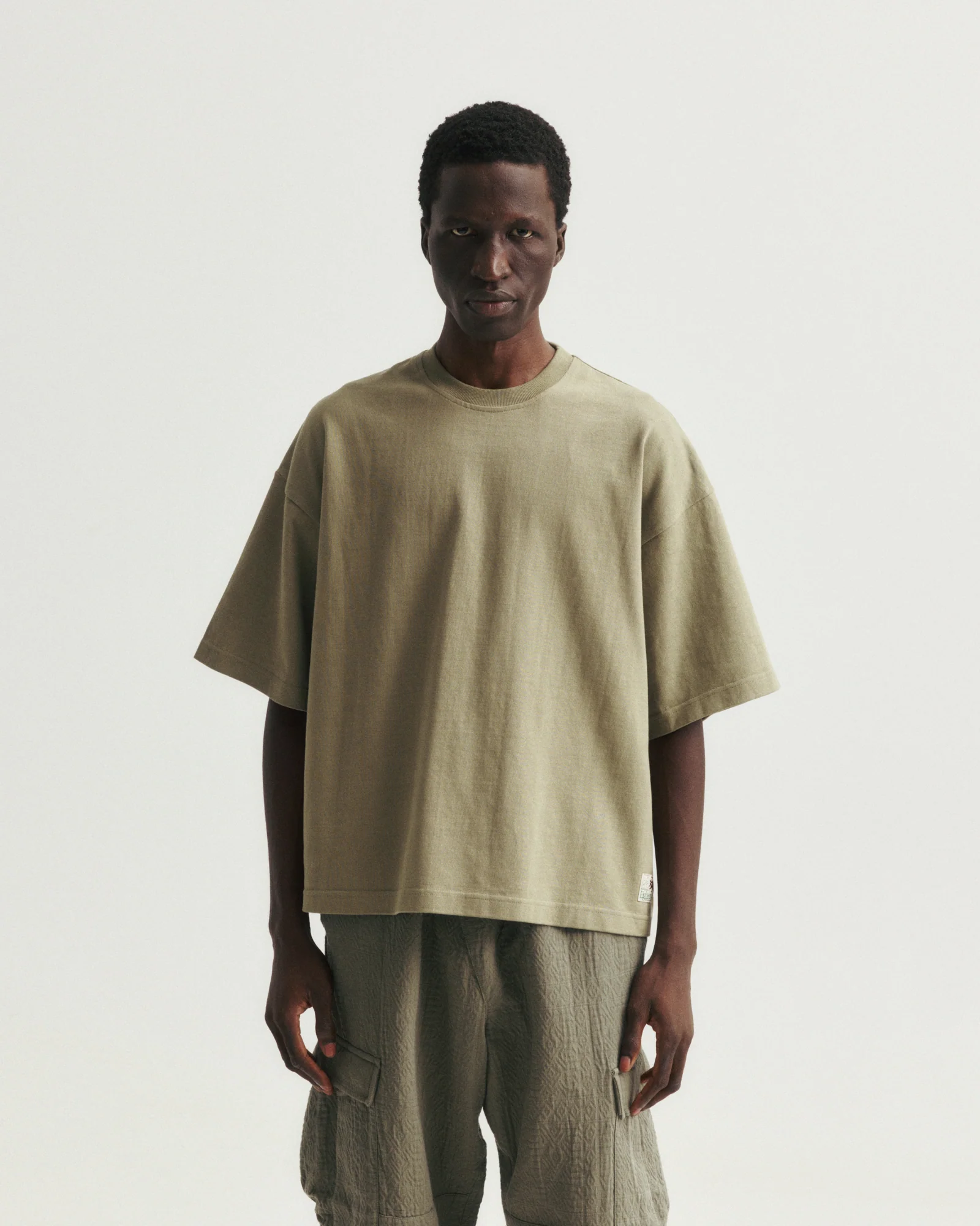 GRAHAME BIG TEE - AGED SAGE HEAVYWEIGHT COTTON JERSEY - Image 2