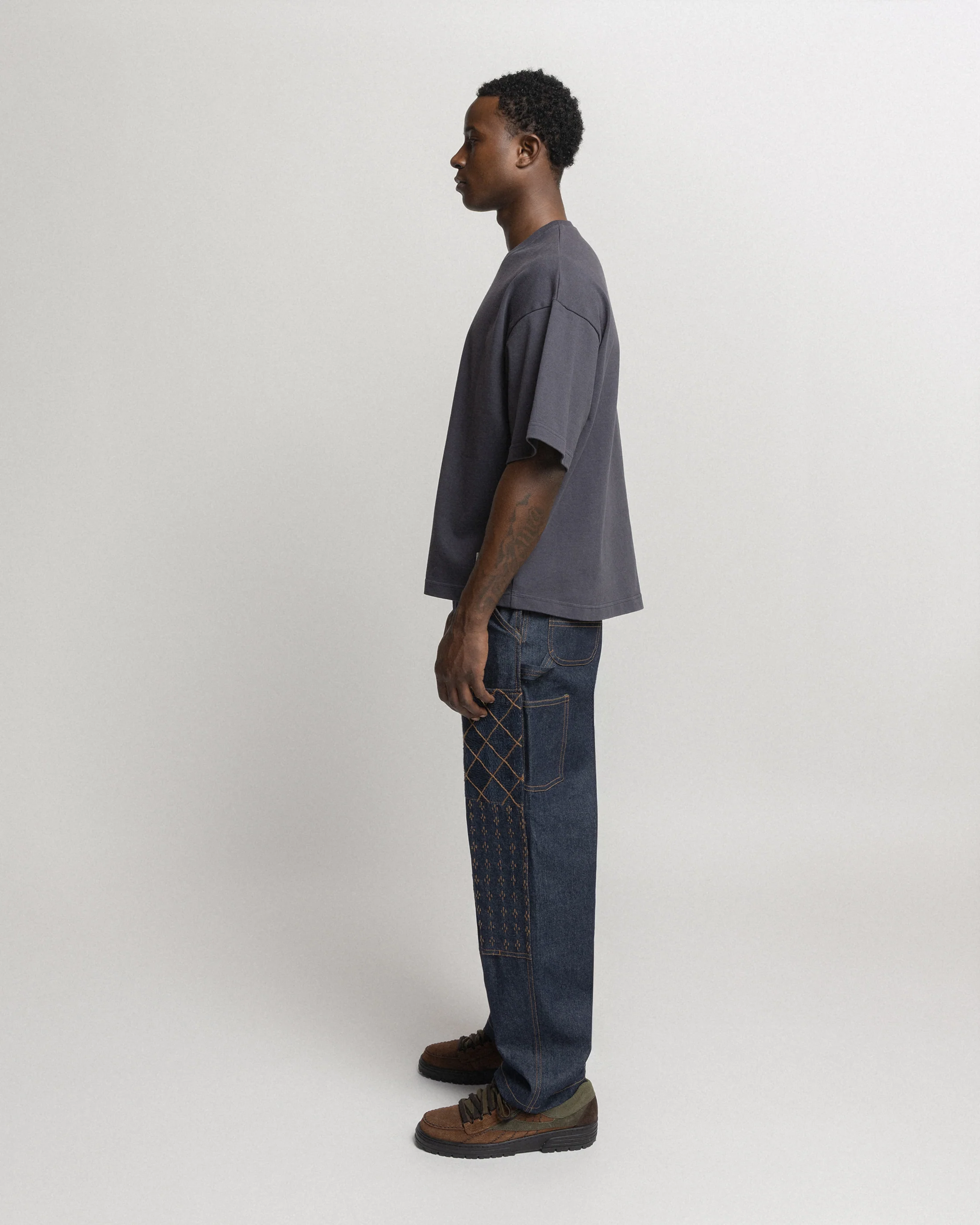 GRAHAME BIG TEE - WASHED NAVY HEAVYWEIGHT COTTON JERSEY - Image 3