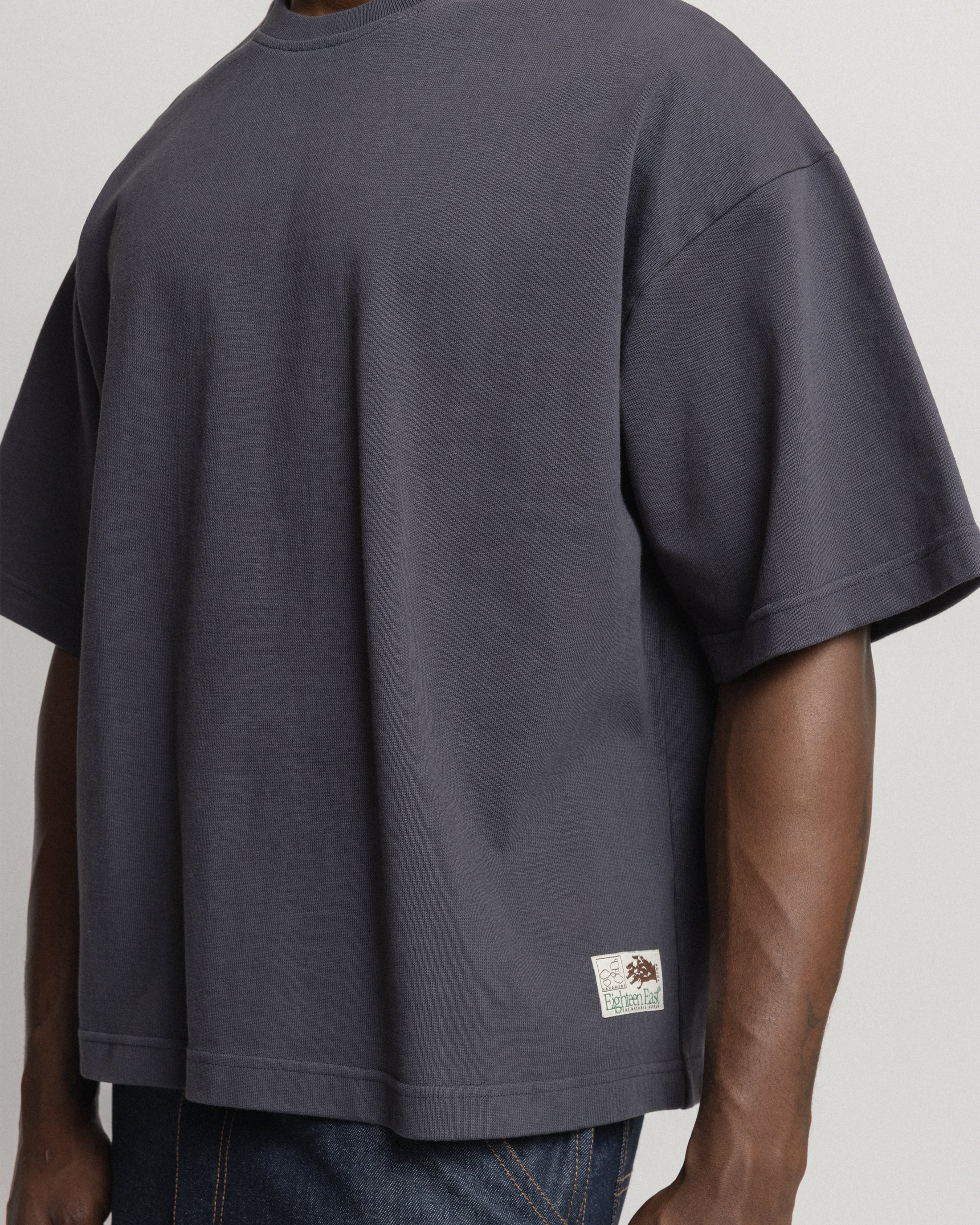 GRAHAME BIG TEE - WASHED NAVY HEAVYWEIGHT COTTON JERSEY - Image 5