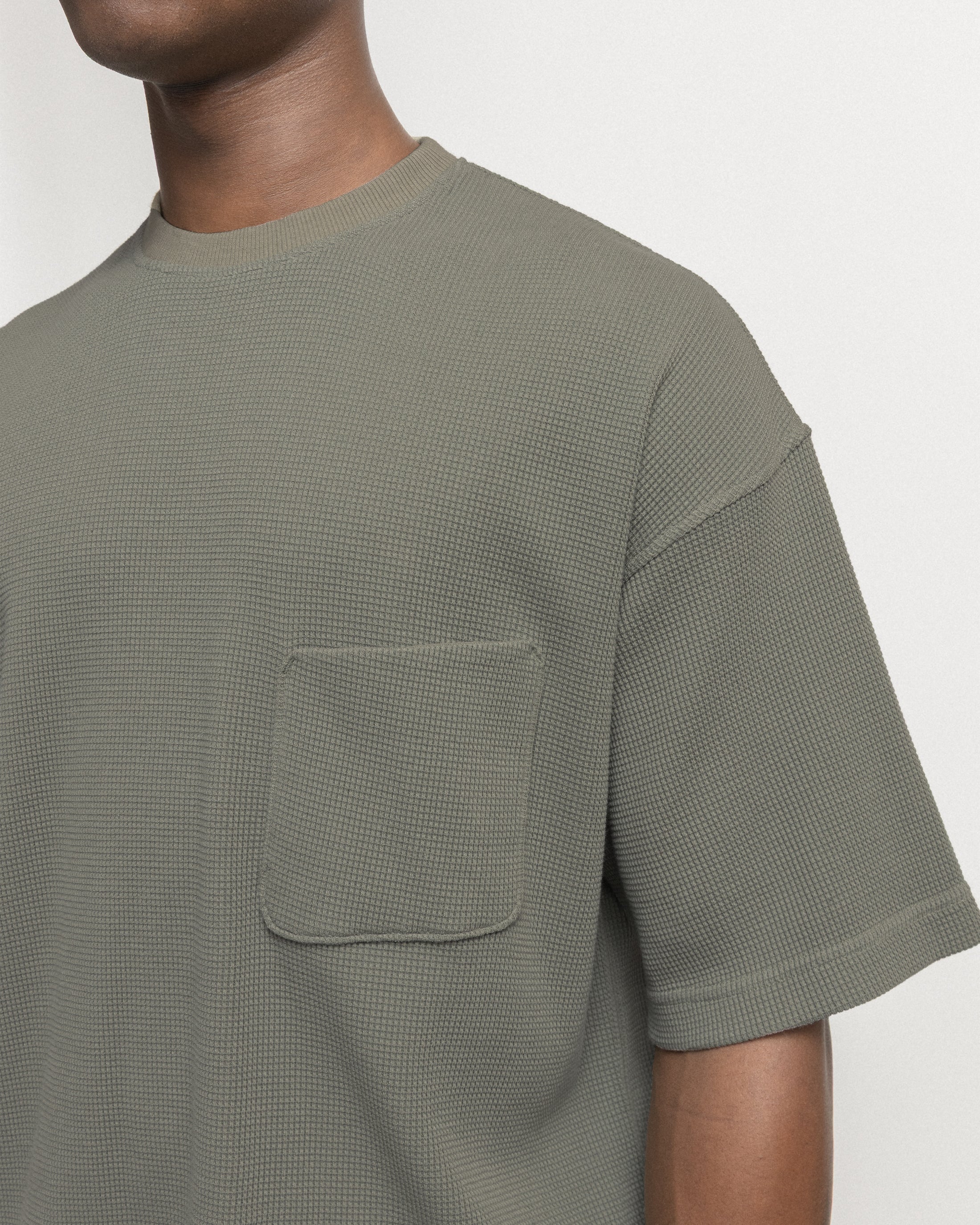 HIROCK LTE HALF SLEEVE CREWNECK - FADED DRAB TECH COTTON LIGHTWEIGHT THERMAL - Image 5