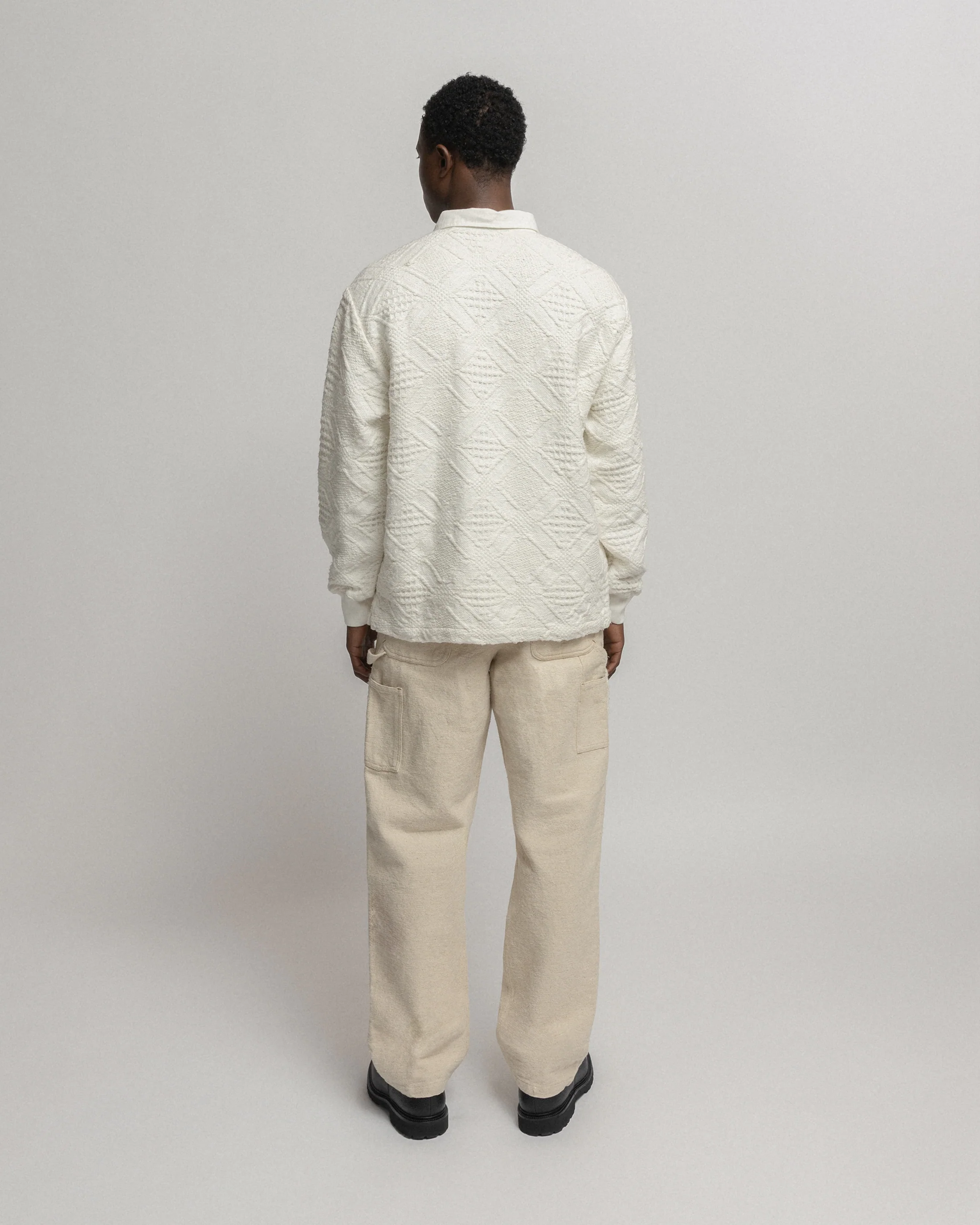 HOMER “SWEATER” POLO - WHITE HANDLOOM COTTON BLANKETING - Image 5
