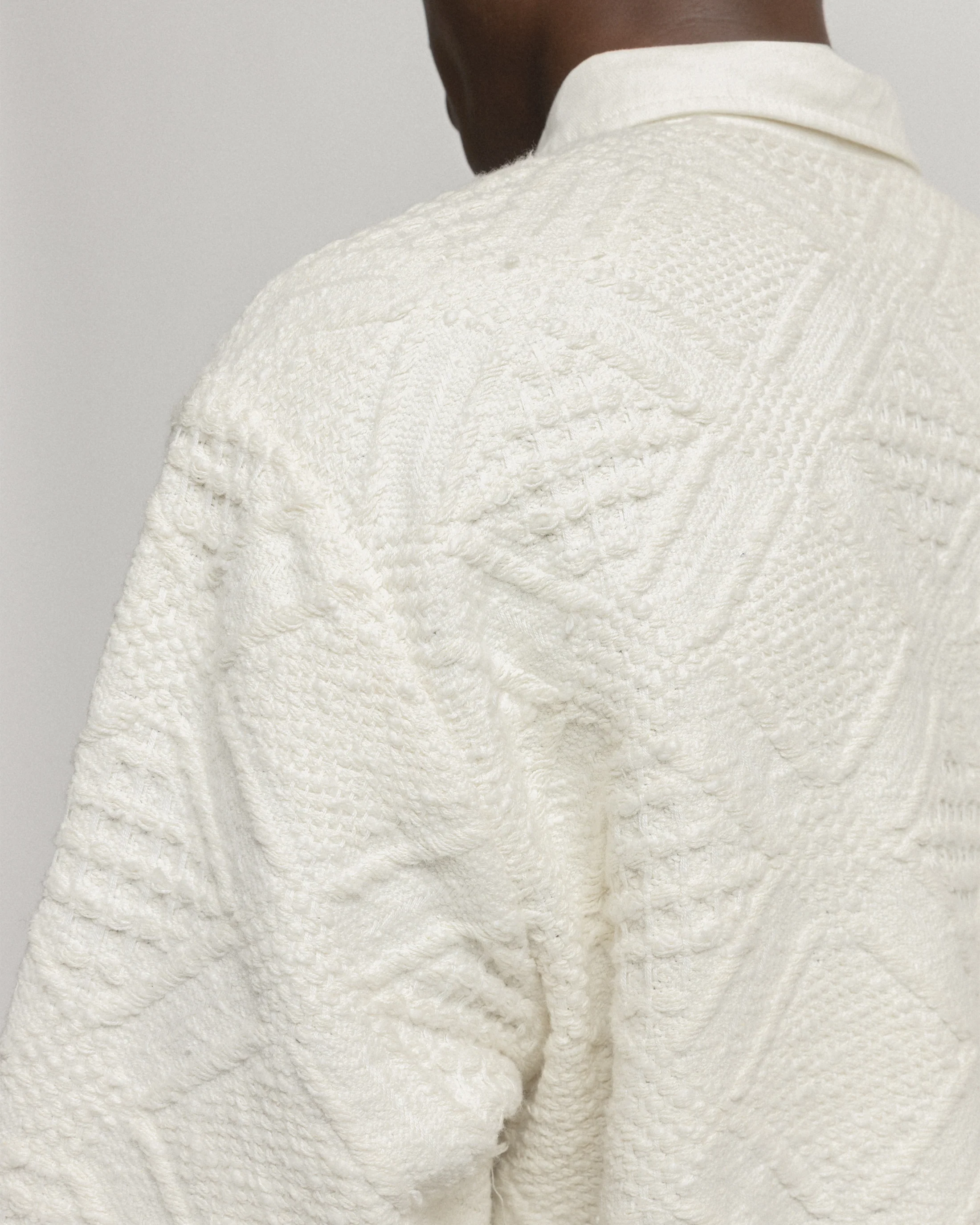 HOMER “SWEATER” POLO - WHITE HANDLOOM COTTON BLANKETING - Image 6