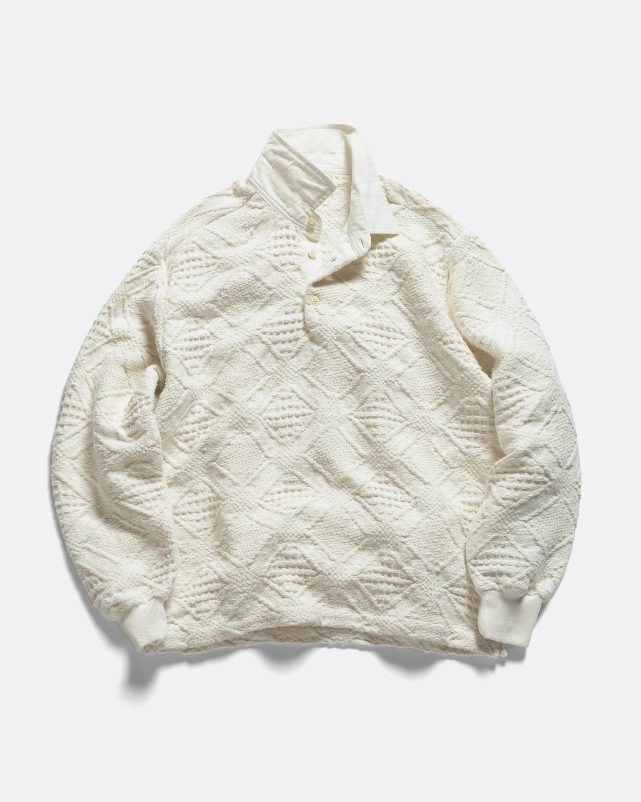 HOMER “SWEATER” POLO - WHITE HANDLOOM COTTON BLANKETING - Image 7