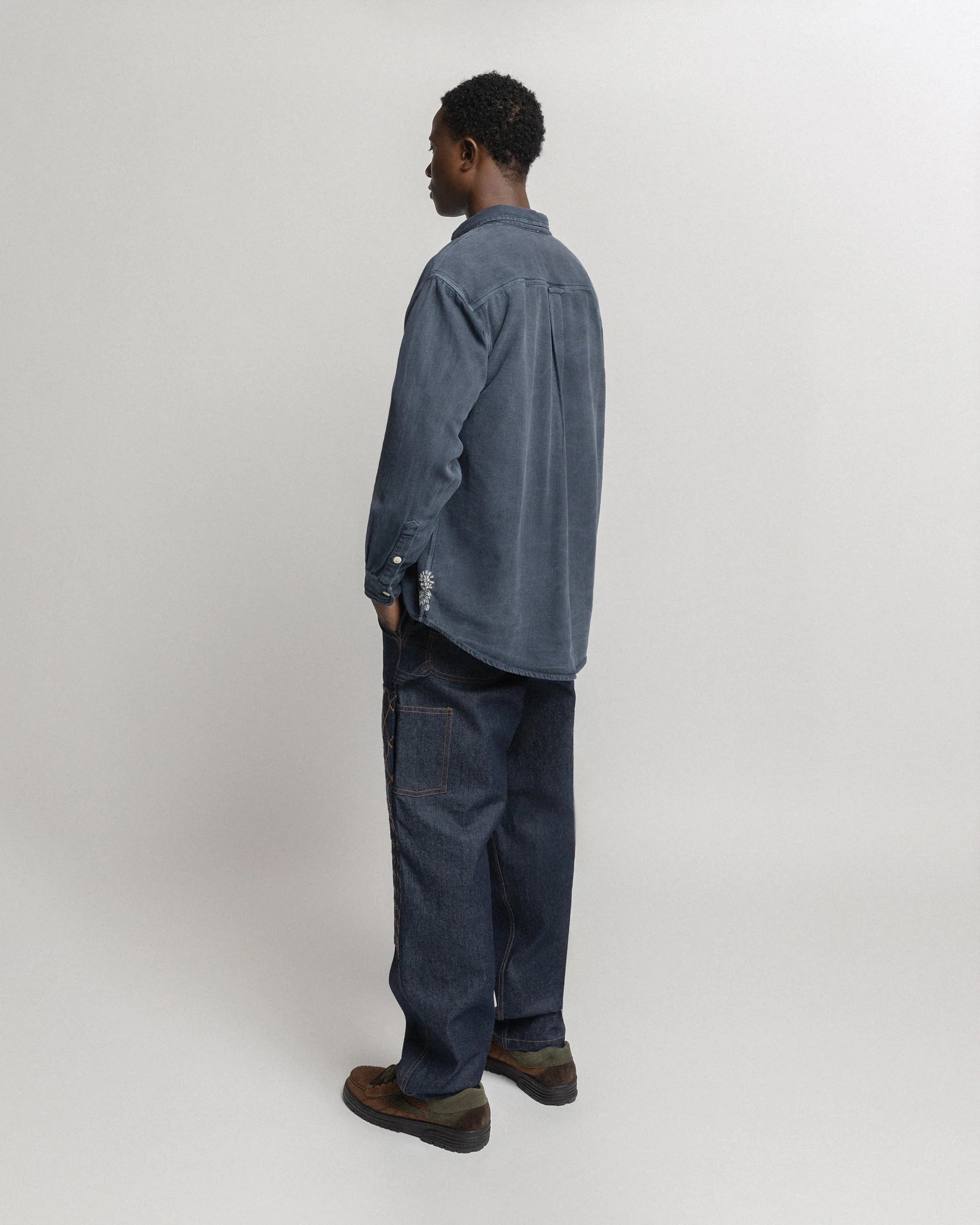 JESPER VINTAGE BUTTON DOWN SHIRT - NAVY PIGMENT DYED OXFORD CLOTH - Image 3