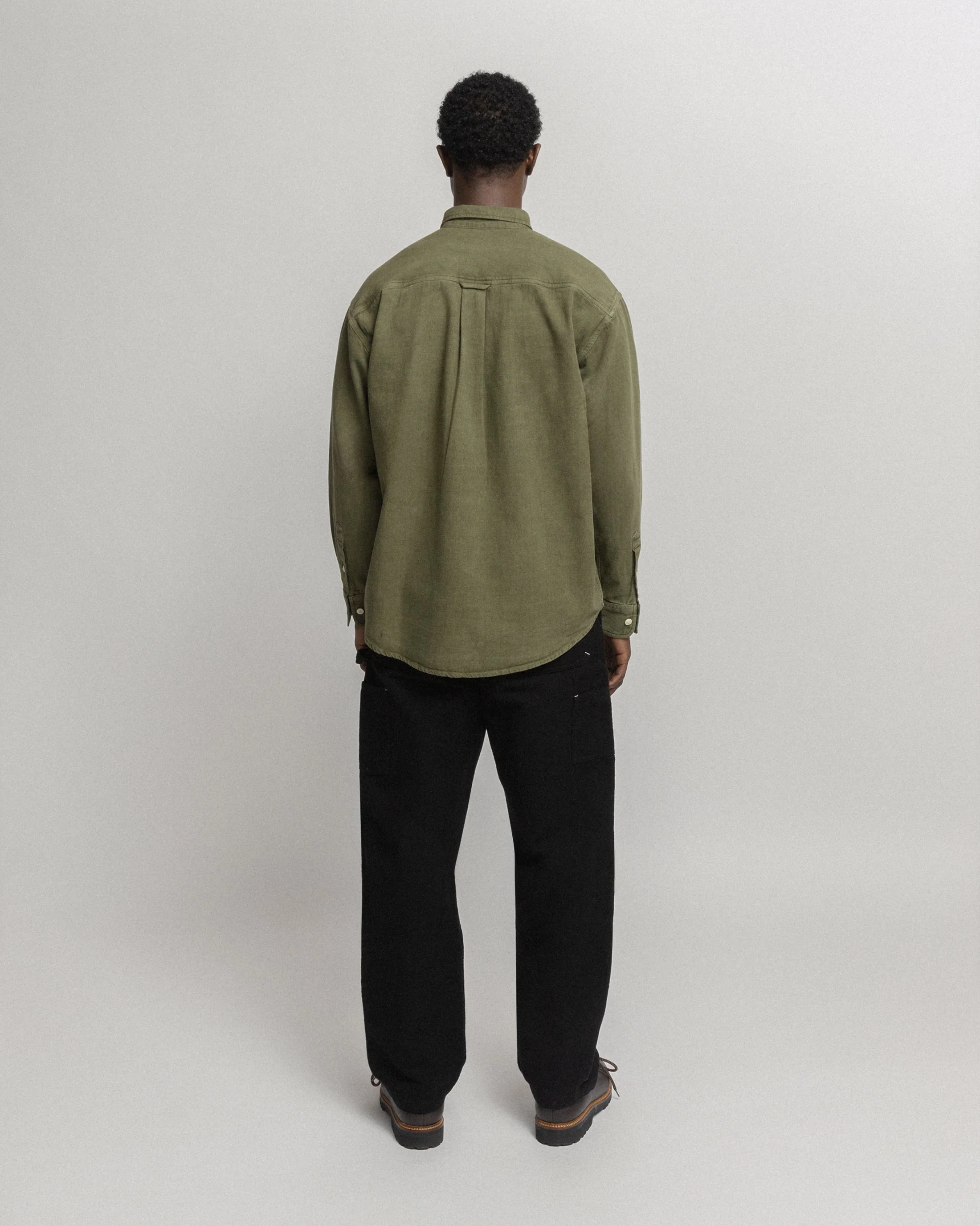 JESPER VINTAGE BUTTON DOWN SHIRT - OLIVE PIGMENT DYED OXFORD CLOTH - Image 4