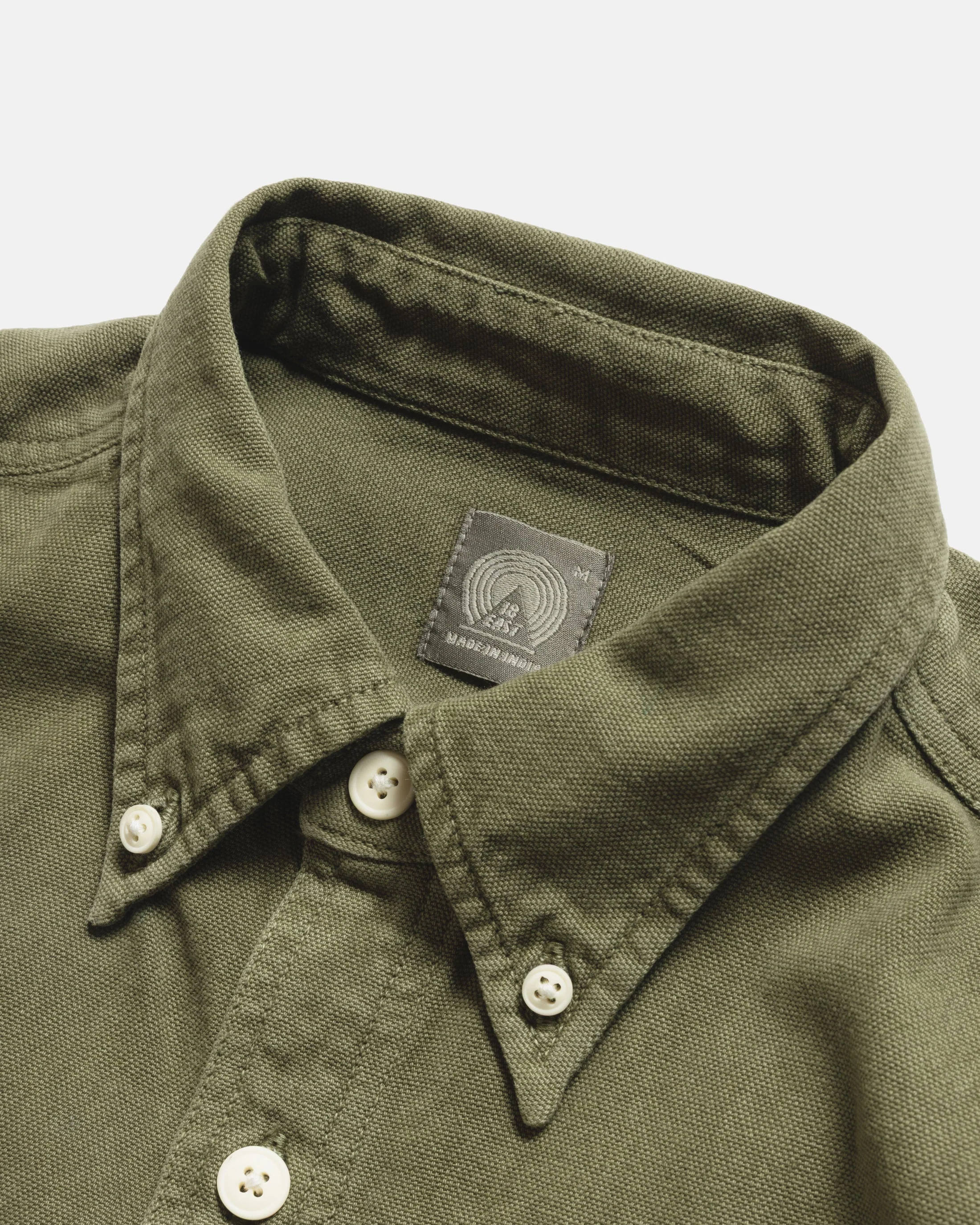 JESPER VINTAGE BUTTON DOWN SHIRT - OLIVE PIGMENT DYED OXFORD CLOTH - Image 7