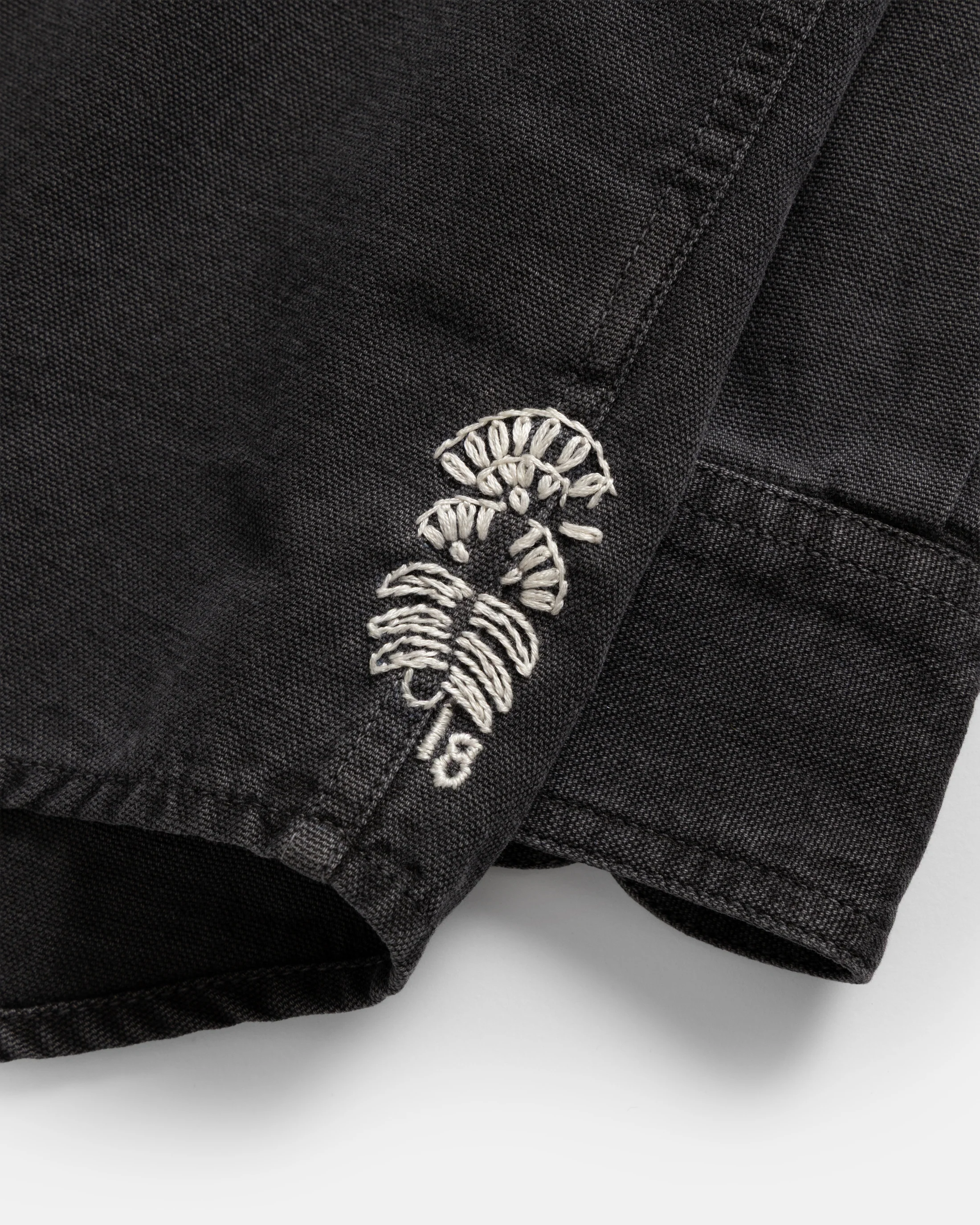 JESPER VINTAGE BUTTON DOWN SHIRT - BLACK PIGMENT DYED OXFORD CLOTH - Image 7