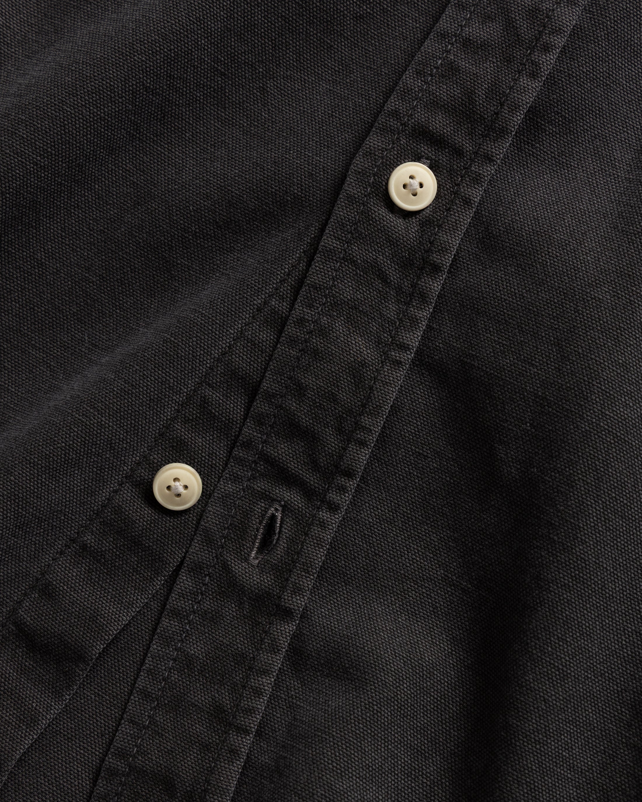 JESPER VINTAGE BUTTON DOWN SHIRT - BLACK PIGMENT DYED OXFORD CLOTH - Image 8