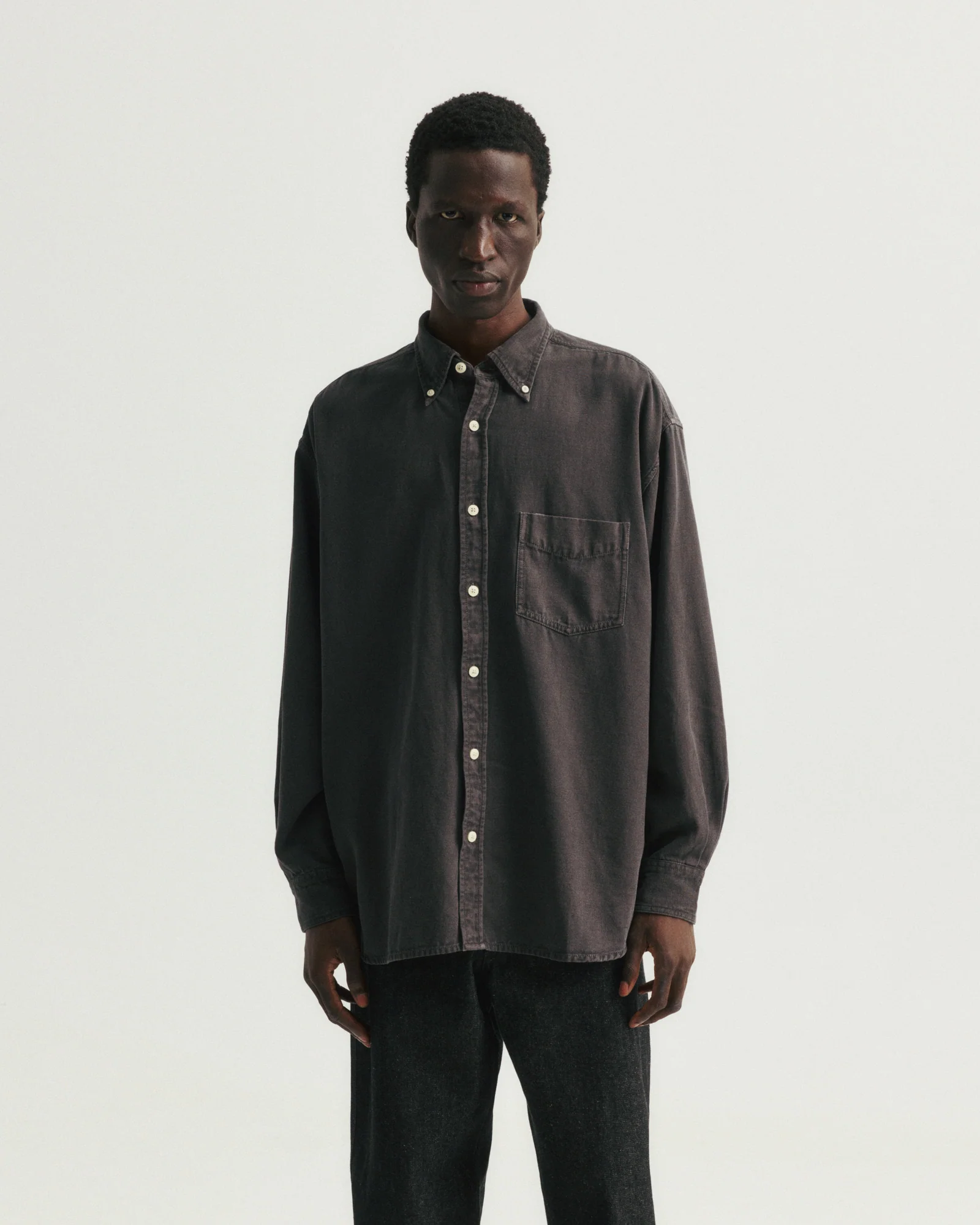 JESPER VINTAGE BUTTON DOWN SHIRT - FONDENTE CHOCOLATE OXFORD CLOTH - Image 8