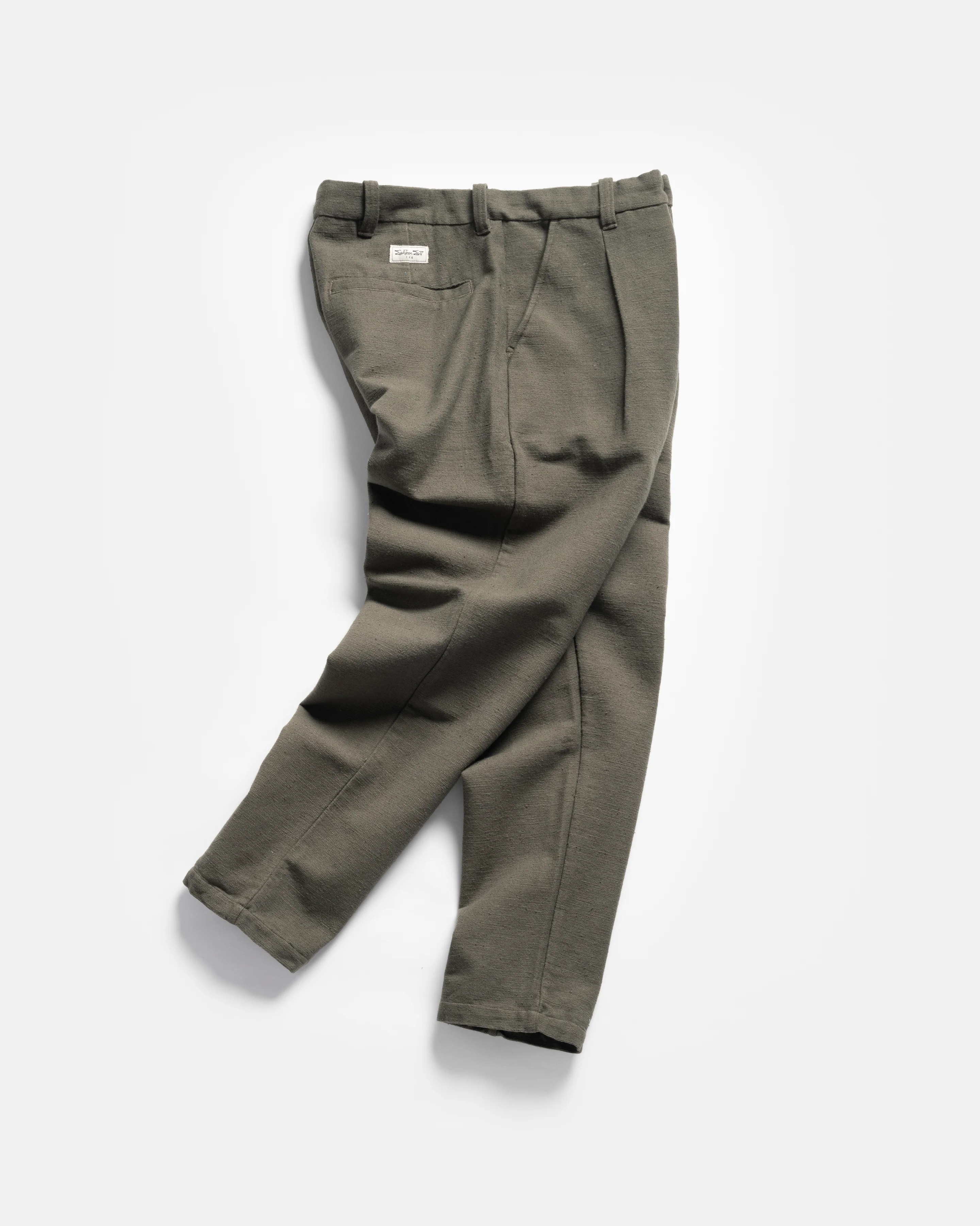 JIAN SINGLE PLEAT PANT - RIFLE GREEN HANDSPUN COTTON CANVAS - Image 4