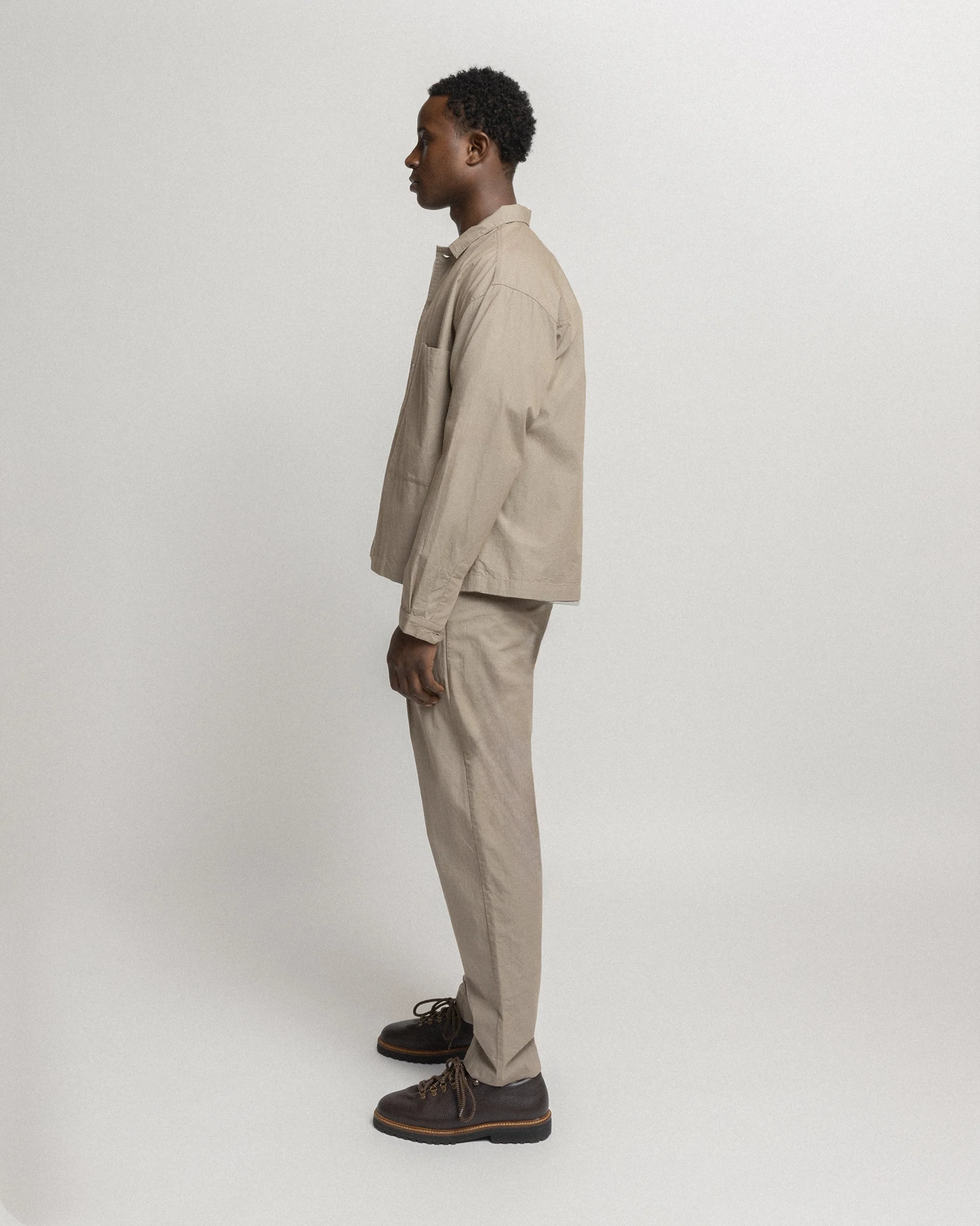 JIAN SINGLE PLEAT PANT - VINTAGE KHAKI COTTON MICRO RIPSTOP - Image 3