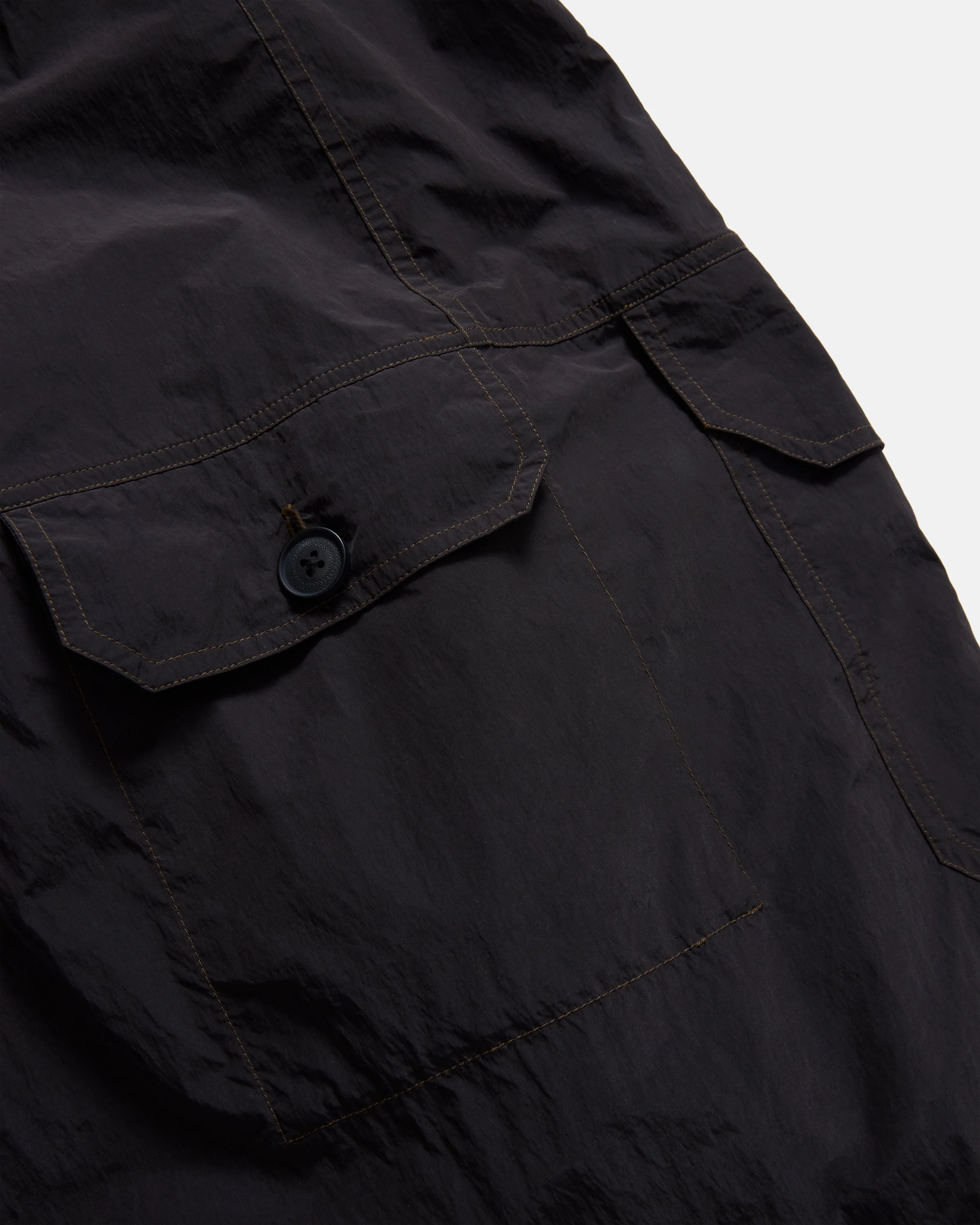 KADEN BALLOON PANT - BLACK BRUSHED NYLON WITH SHROOM STITCHING - Image 3